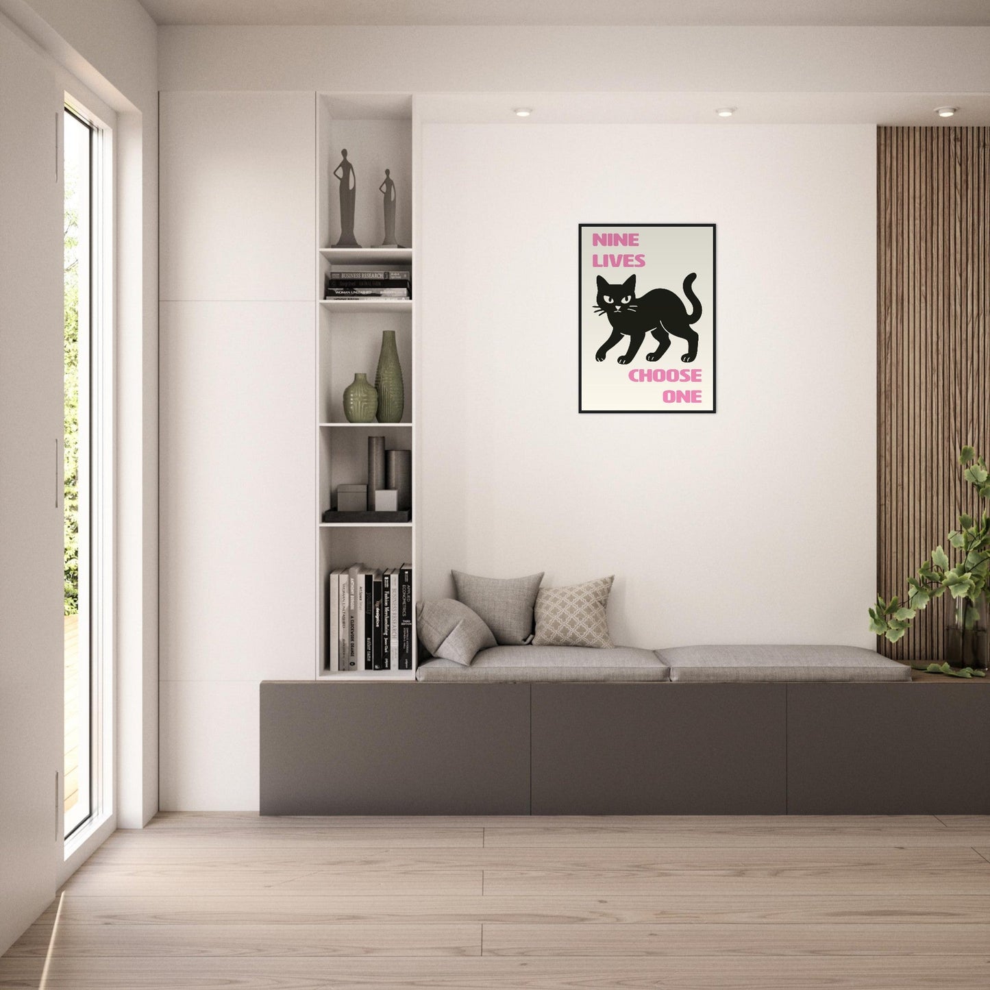 Animals 'Nine Lives'  - Premium Matte Paper Wooden Framed Poster
