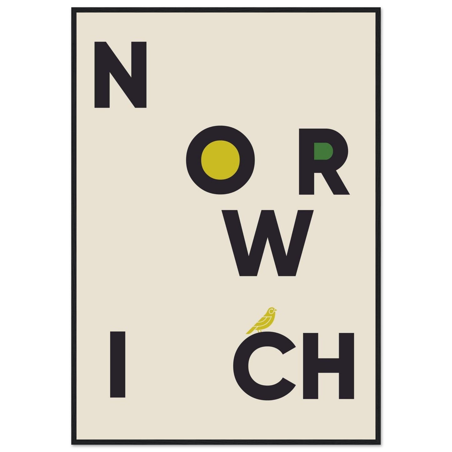 Cities/ Places 'Norwich' - Premium Matte Paper Wooden Framed Poster
