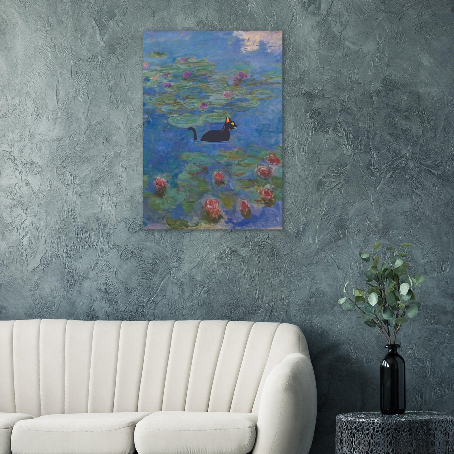 Water lilies (Cat) - Premium Matte Paper Poster