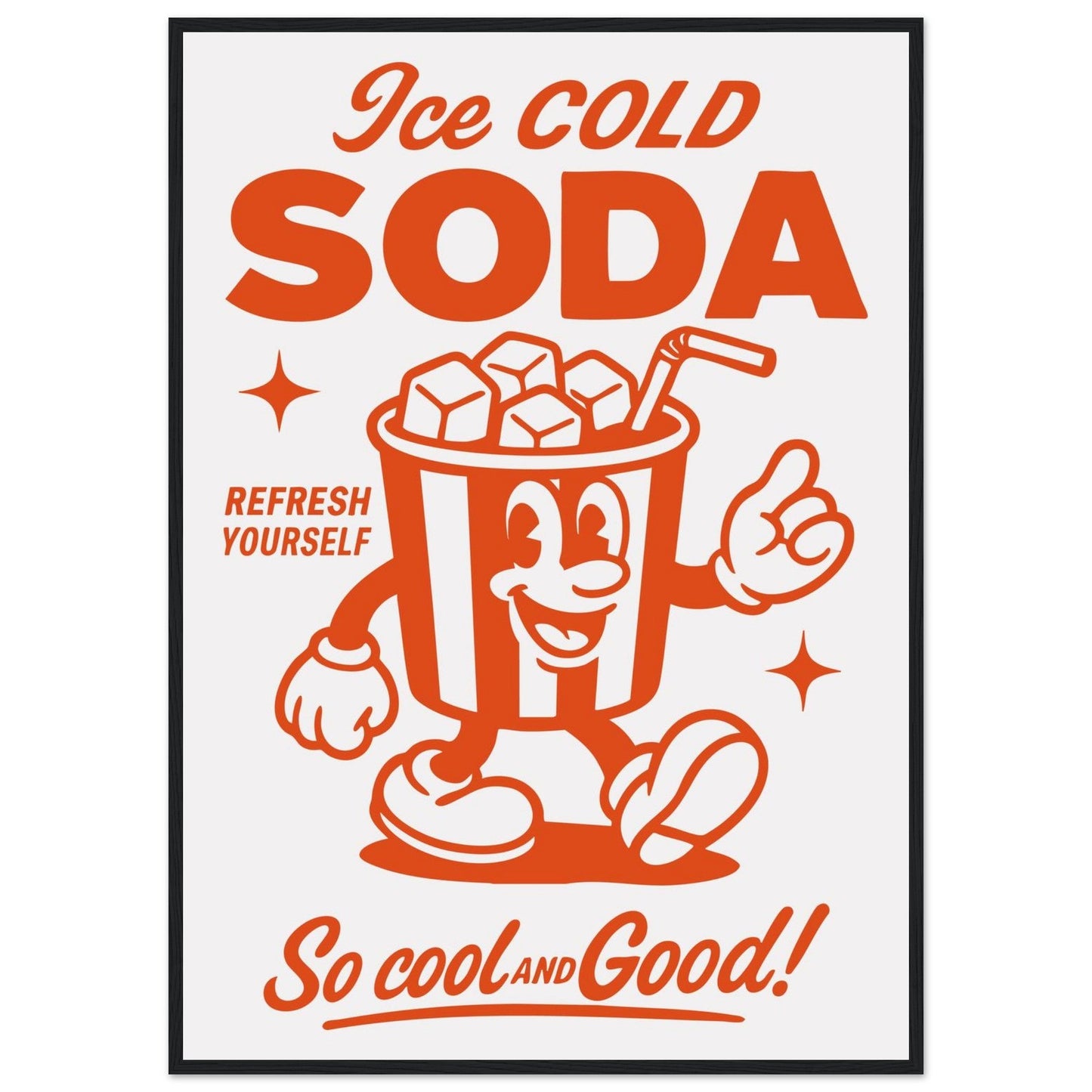 Food 'Ice Cold Soda' - Premium Matte Paper Wooden Framed Poster