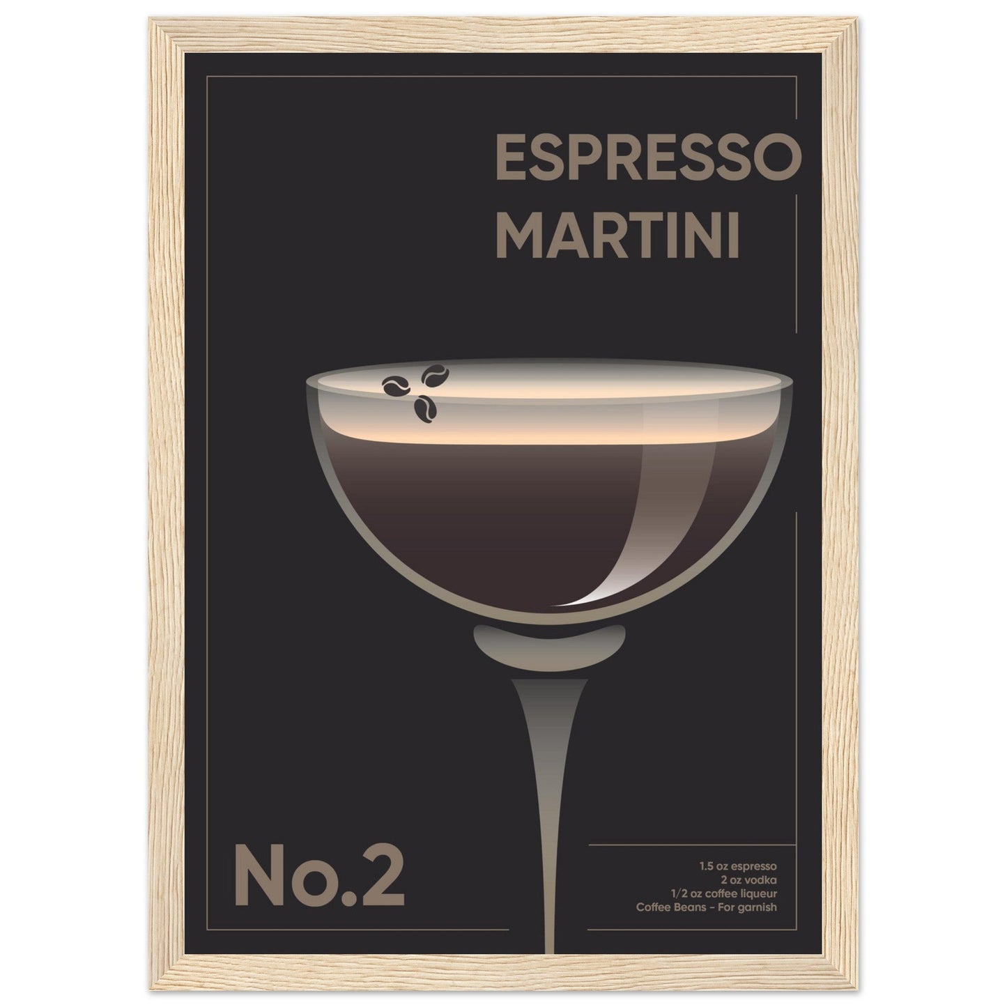 Cocktail 'Espresso Martini' - Premium Matte Paper Wooden Framed Poster