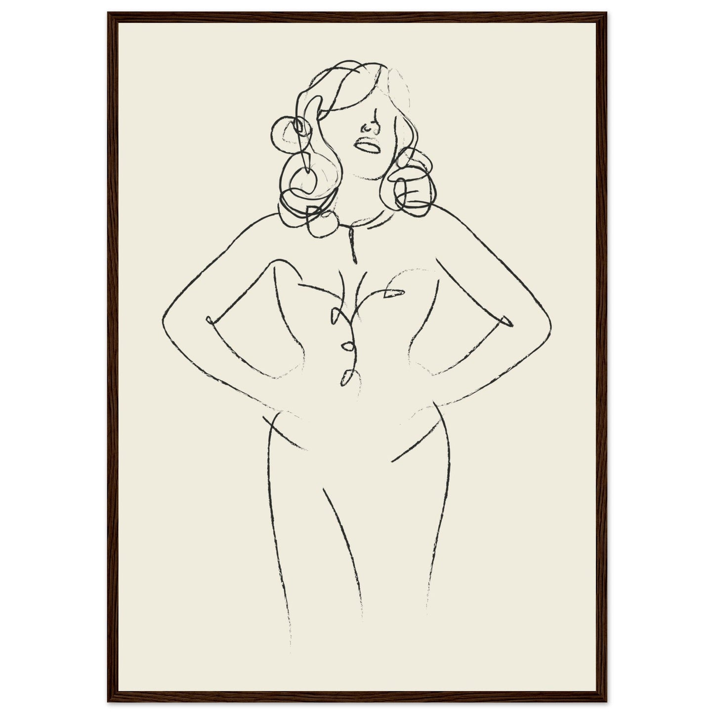 Line Art 'Sabrina' - Premium Matte Paper Wooden Framed Poster