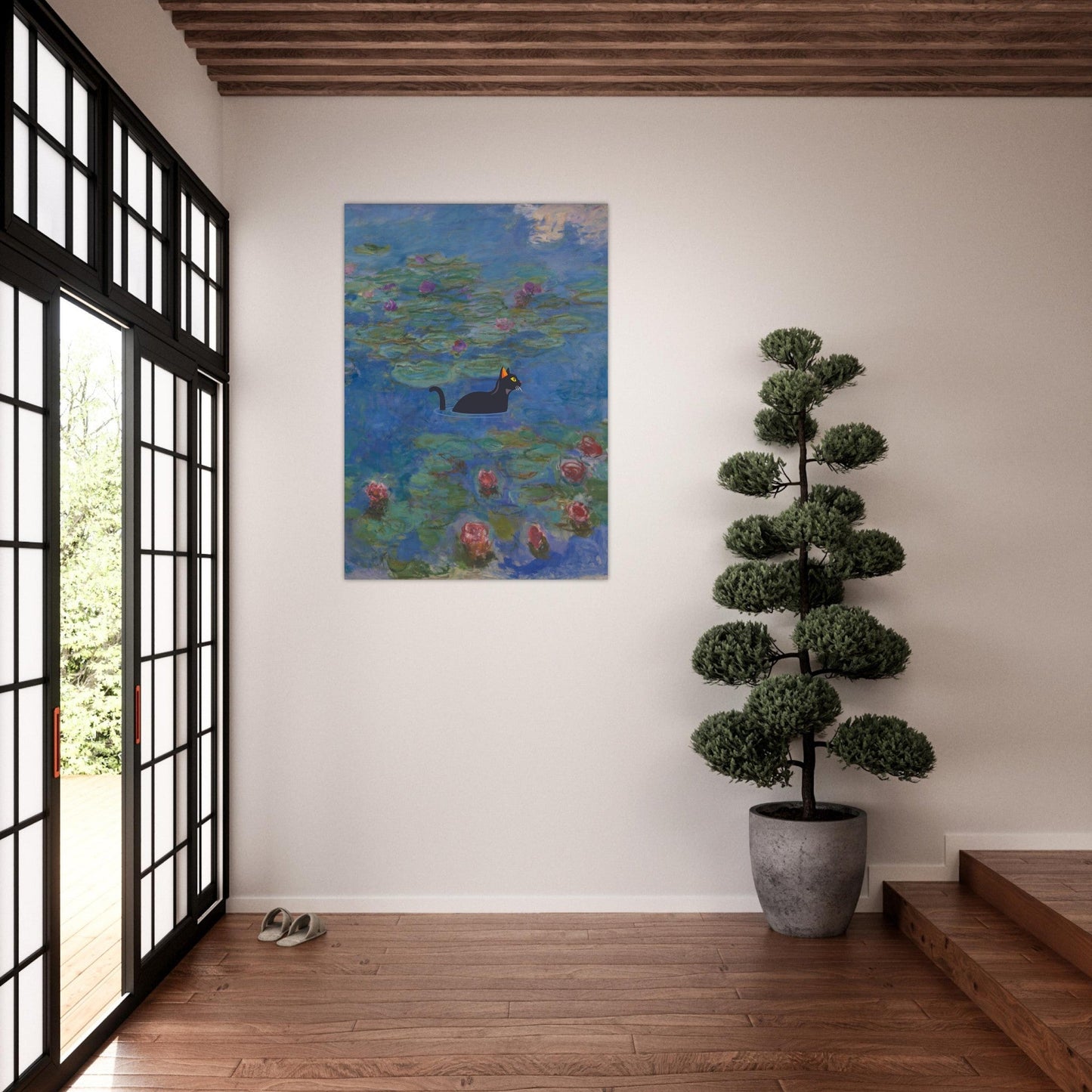 Water lilies (Cat) - Premium Matte Paper Poster
