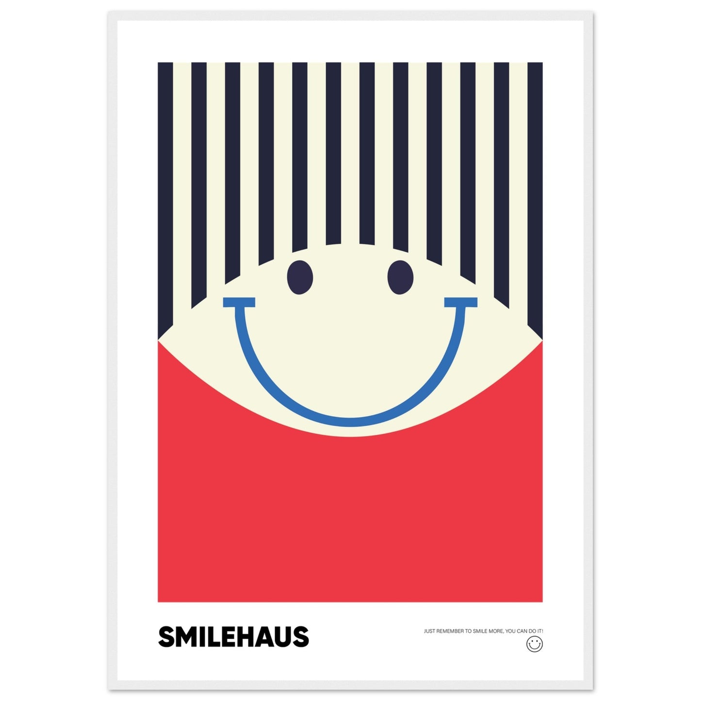 Red & Blue 'Smilehaus' - Premium Matte Paper Wooden Framed Poster