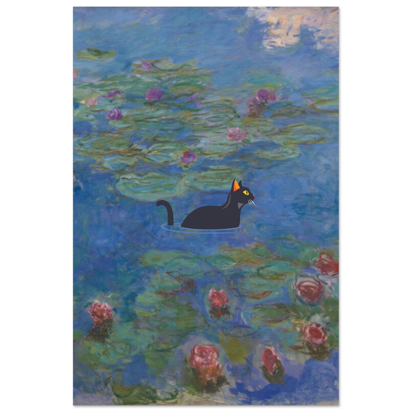 Water lilies (Cat) - Premium Matte Paper Poster