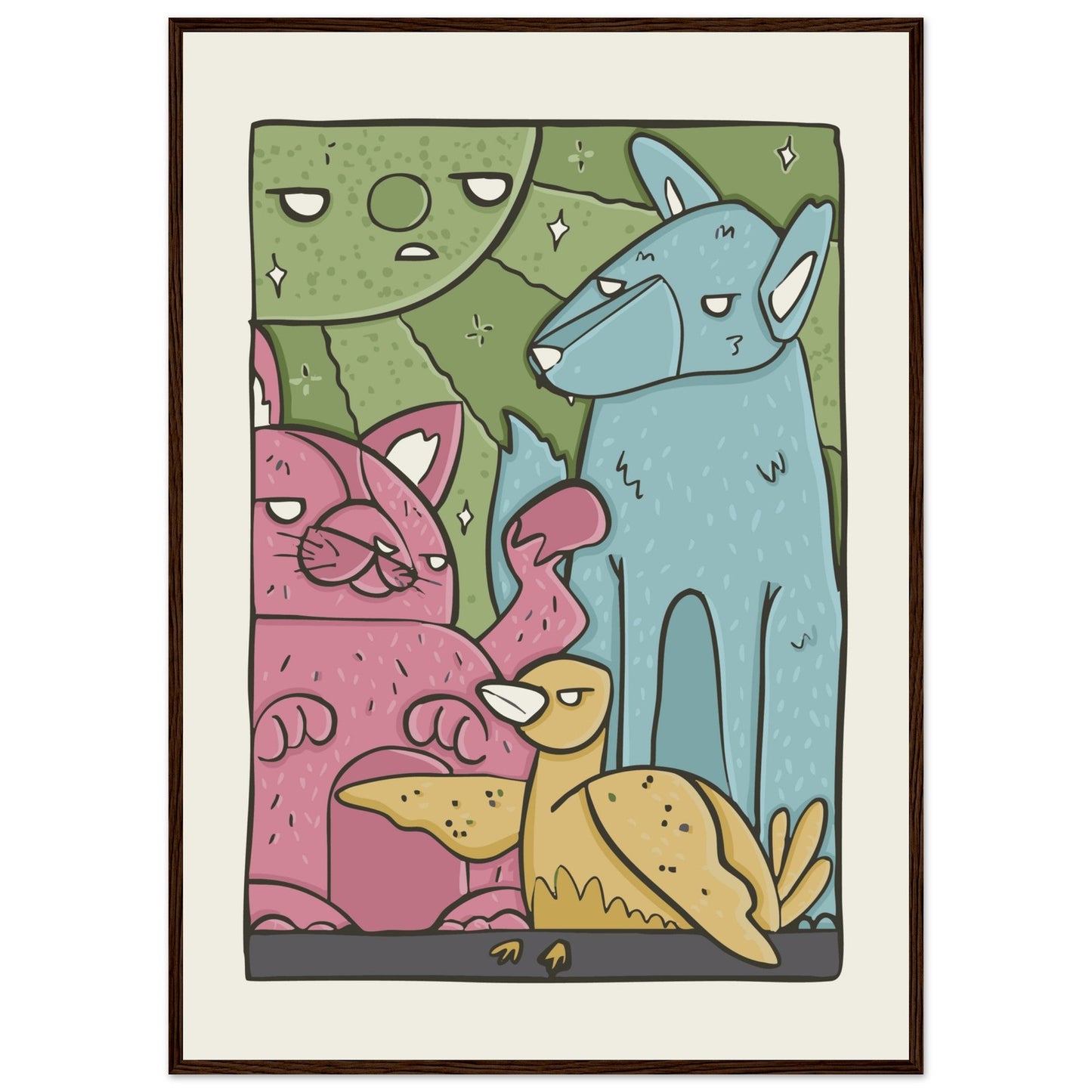 Animals 'The Crew' - Premium Matte Paper Wooden Framed Poster