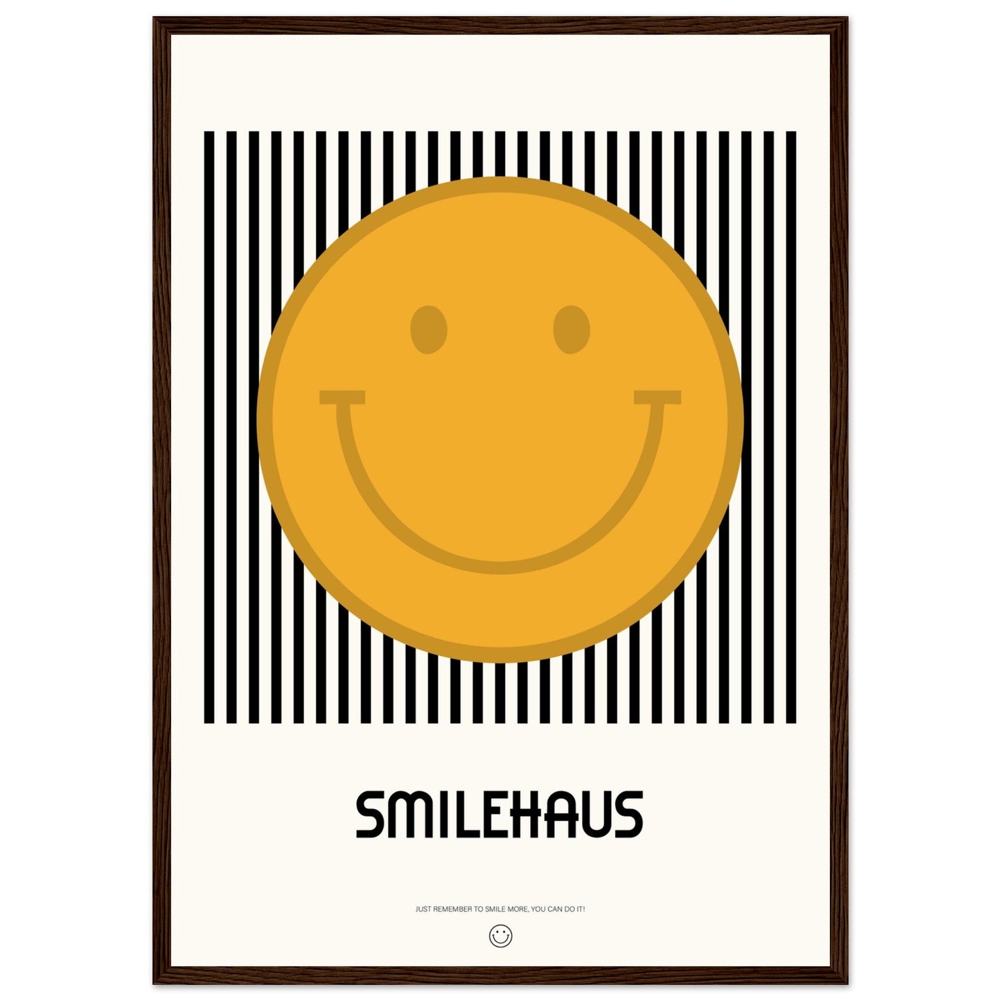 Yellow & Black 'Smilehaus' - Premium Matte Paper Wooden Framed Poster