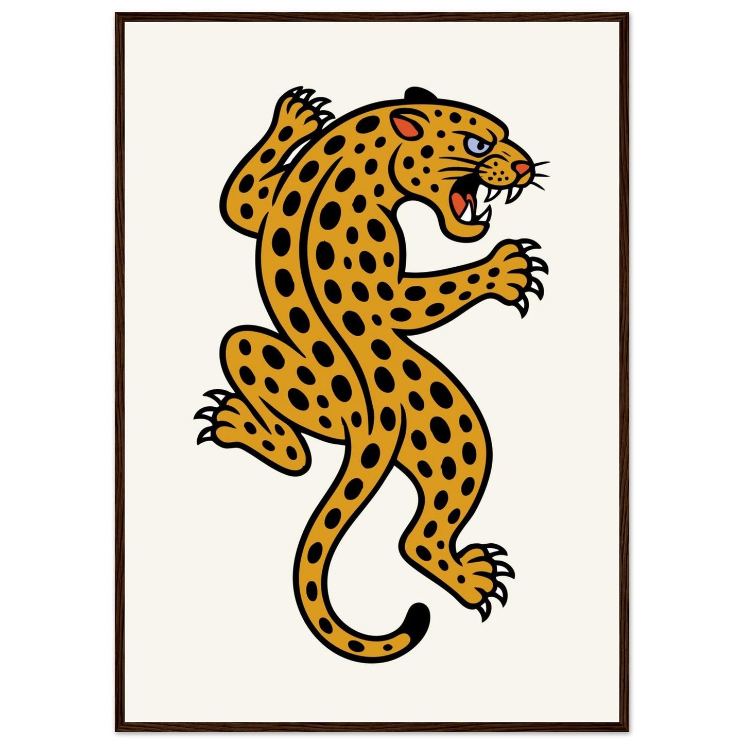 Leopard Traditional  - Premium Matte Paper Wooden Framed Poster