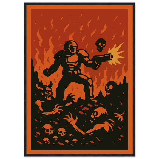 Gaming 'Slayer' - Premium Matte Paper Wooden Framed Poster