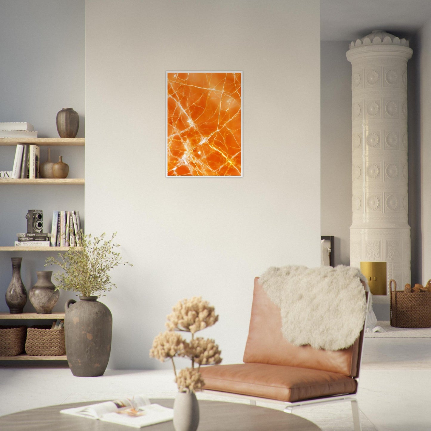 Marble 'Orange' II - Premium Matte Paper Wooden Framed Poster