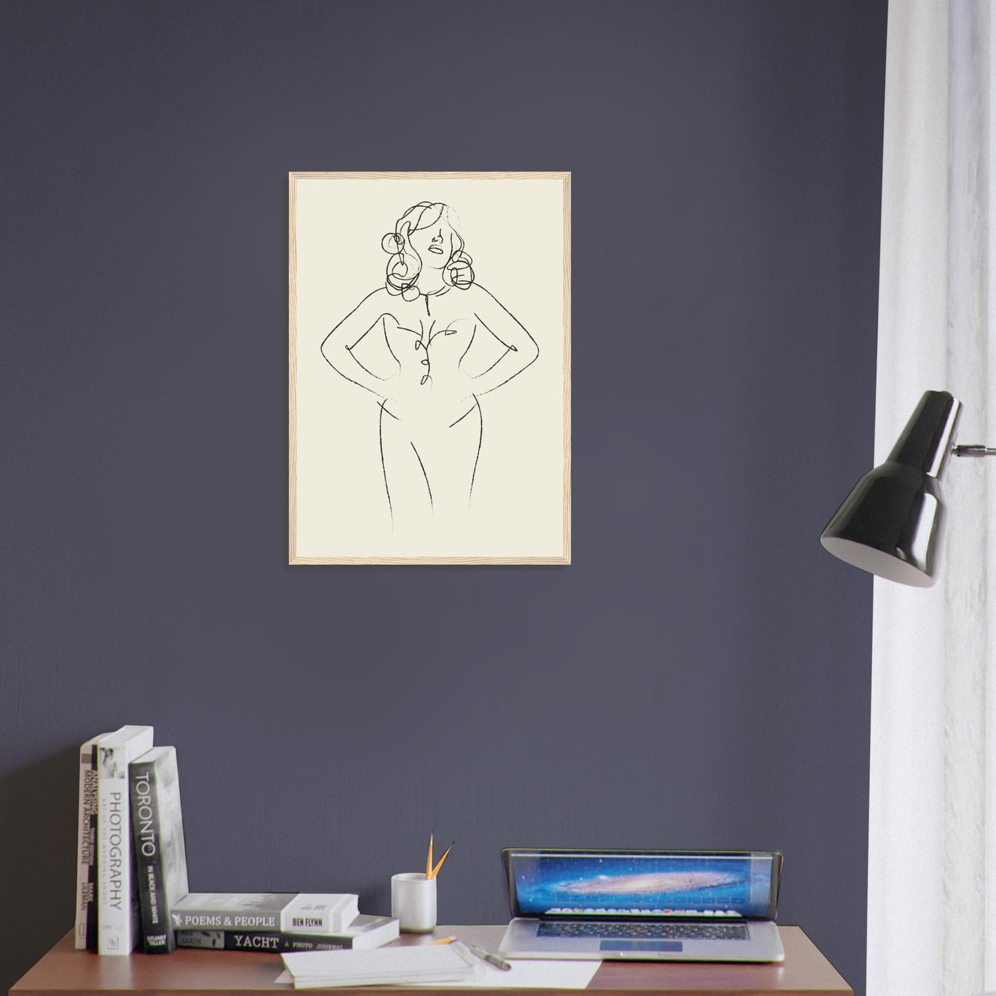 Line Art 'Sabrina' - Premium Matte Paper Wooden Framed Poster