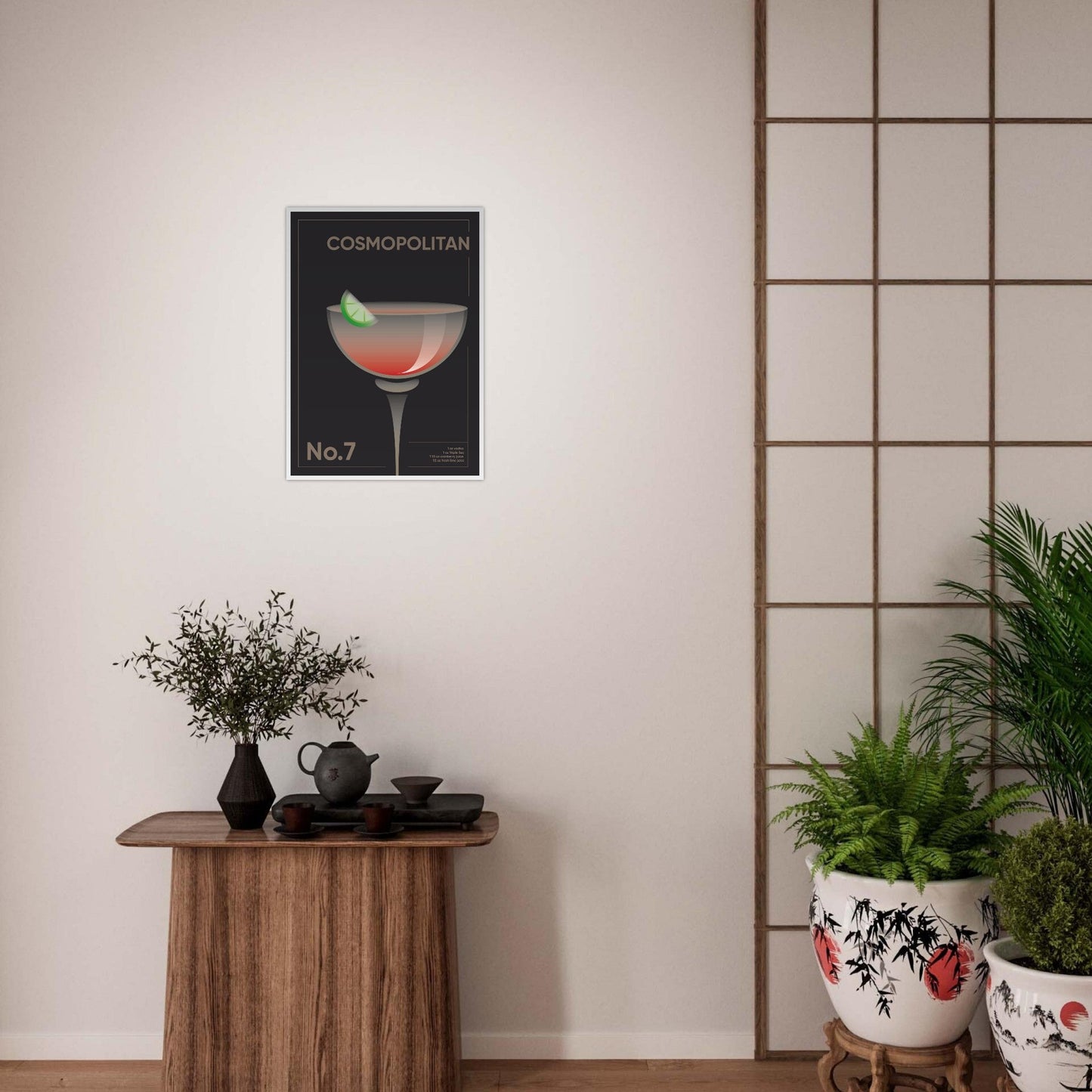 Cocktail 'Cosmopolitan' - Premium Matte Paper Wooden Framed Poster