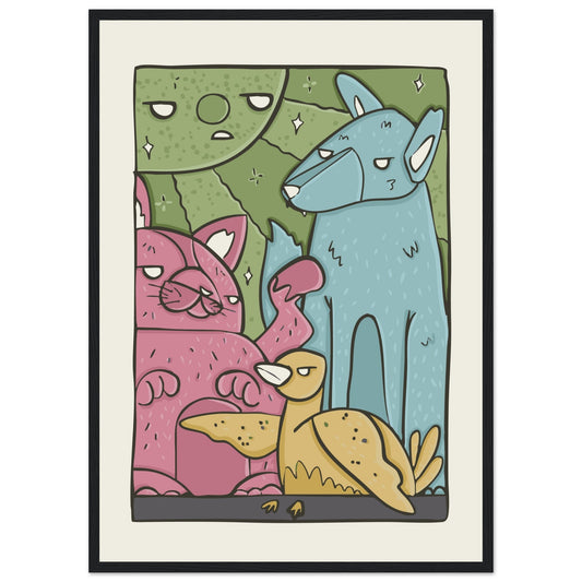 Animals 'The Crew' - Premium Matte Paper Wooden Framed Poster