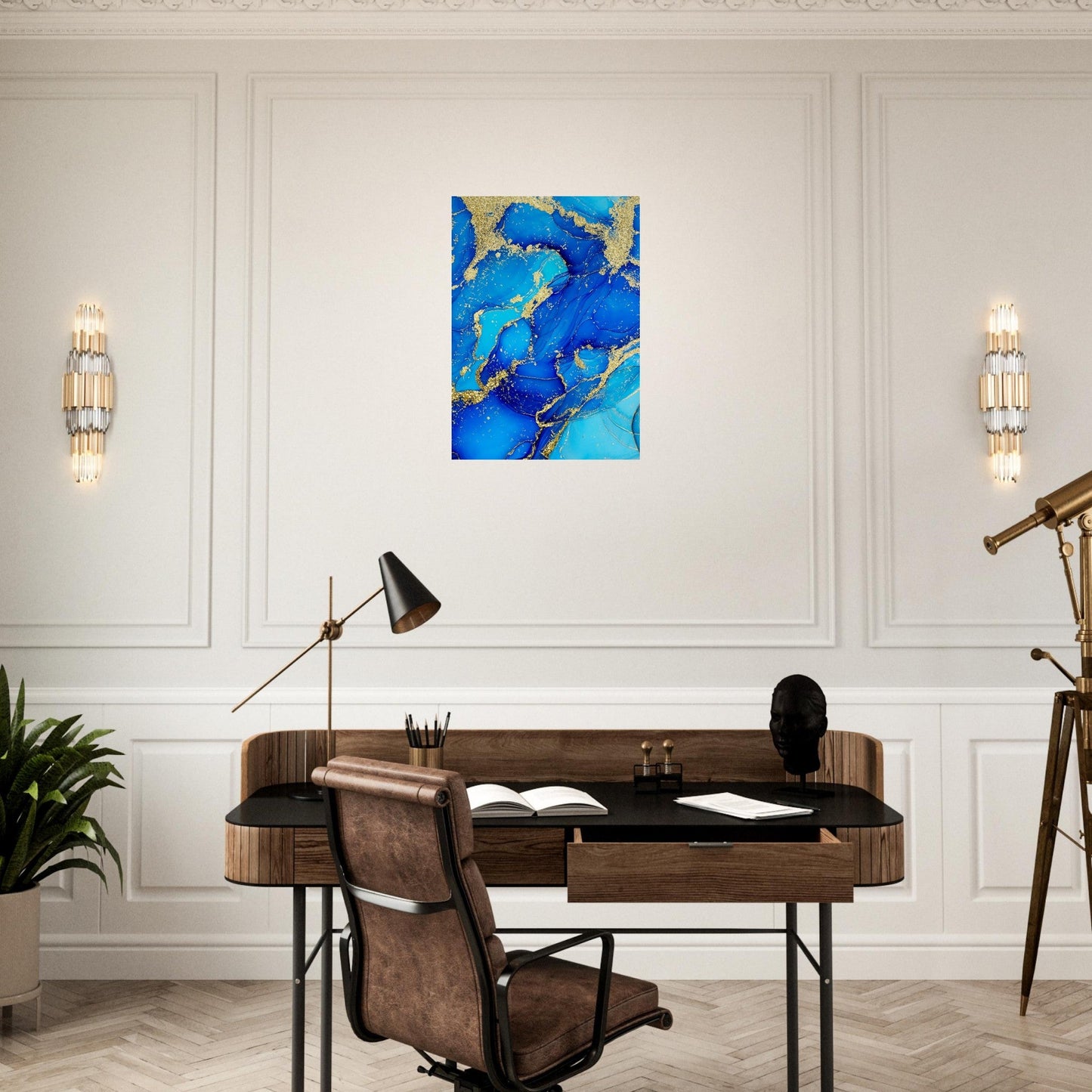 Marble 'Blue & Gold' - Premium Matte Paper Poster