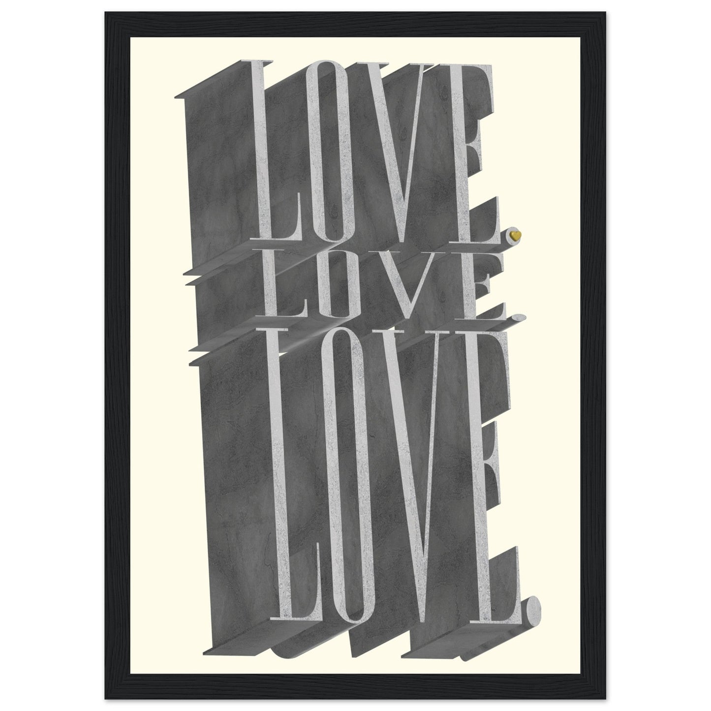 Sign 'Love, Love, Love' - Premium Matte Paper Wooden Framed Poster