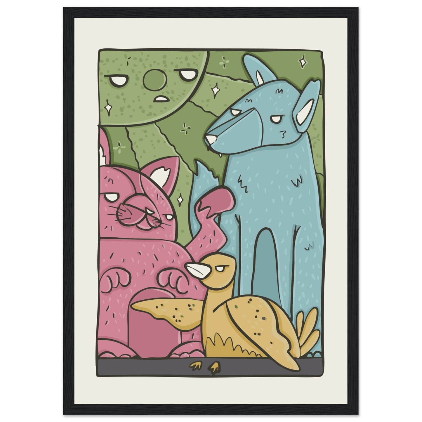 Animals 'The Crew' - Premium Matte Paper Wooden Framed Poster