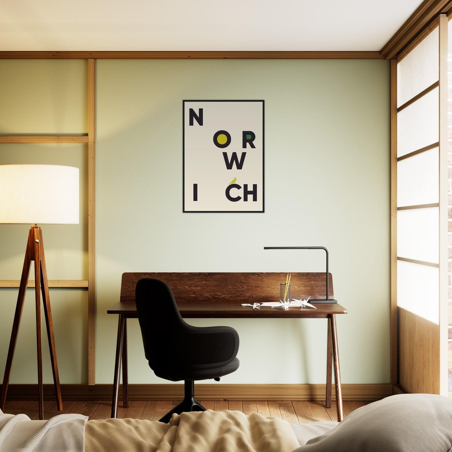Cities/ Places 'Norwich' - Premium Matte Paper Wooden Framed Poster
