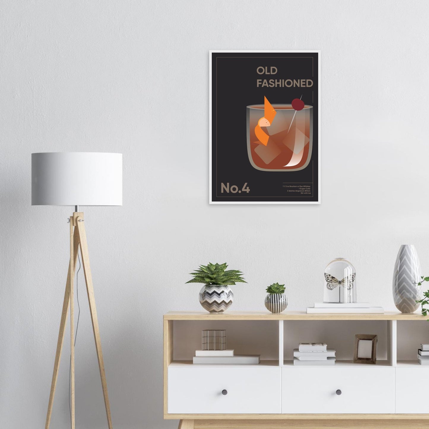 Cocktail 'Old Fashioned' - Premium Matte Paper Wooden Framed Poster