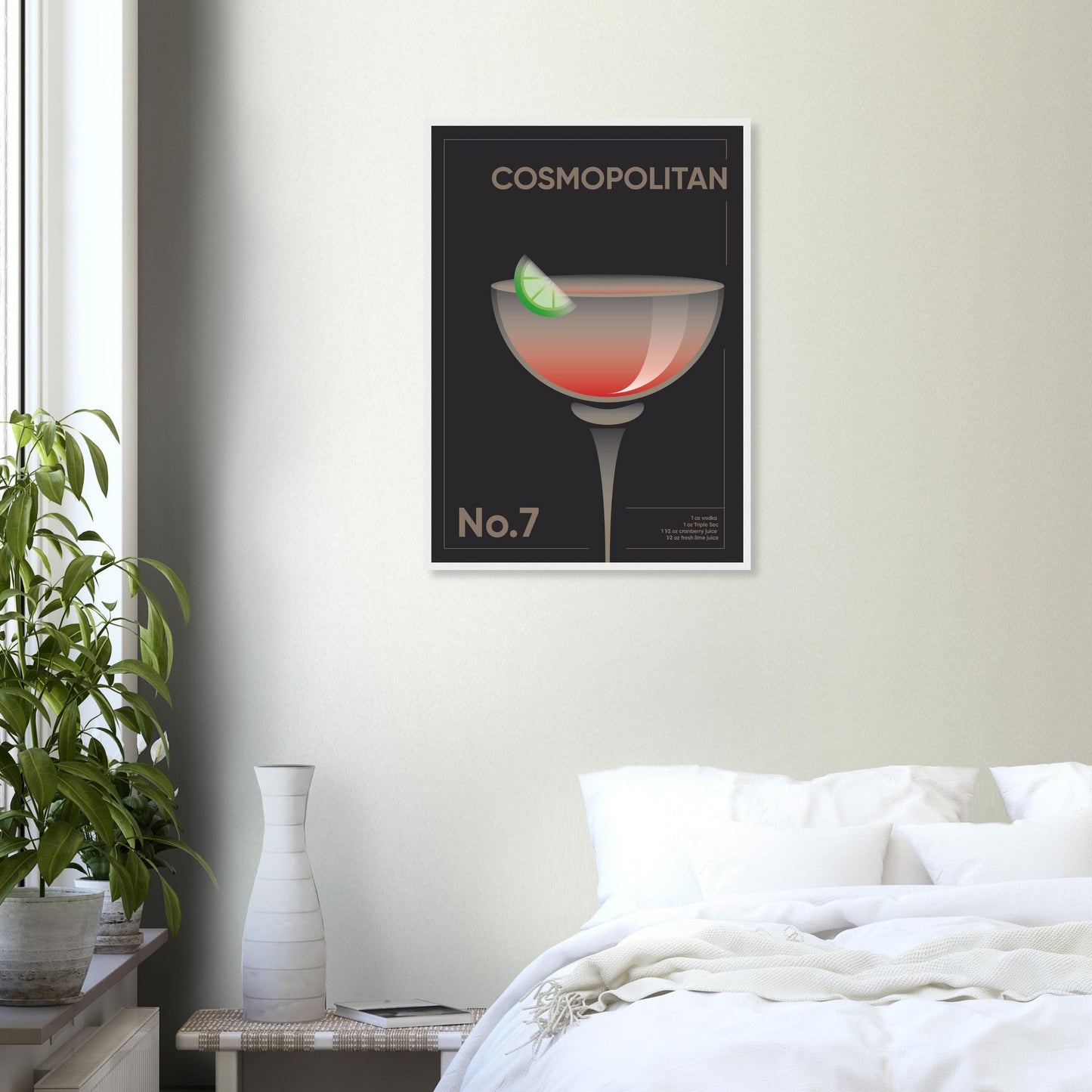 Cocktail 'Cosmopolitan' - Premium Matte Paper Wooden Framed Poster