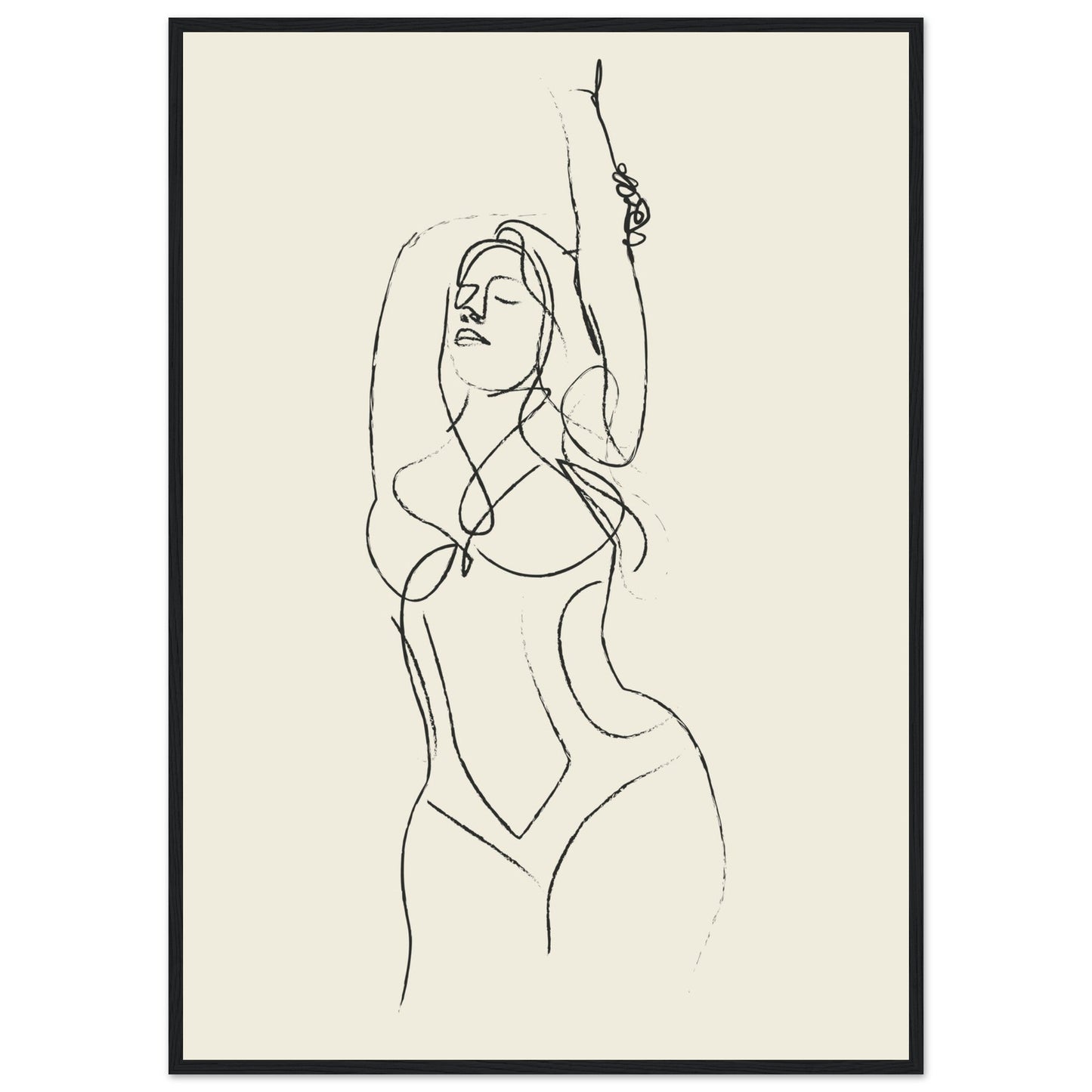 Line Art 'Beach Ready' - Premium Matte Paper Wooden Framed Poster