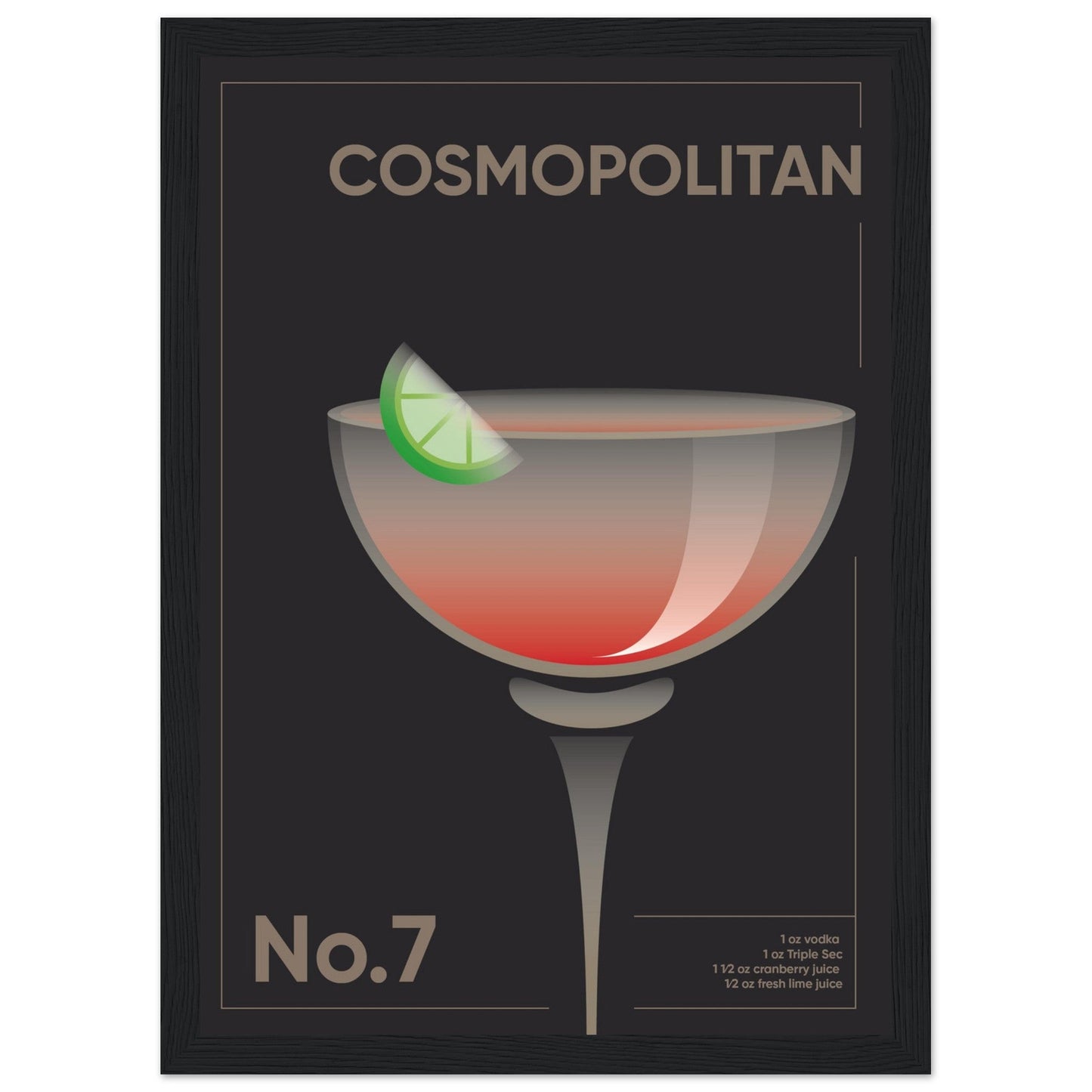 Cocktail 'Cosmopolitan' - Premium Matte Paper Wooden Framed Poster