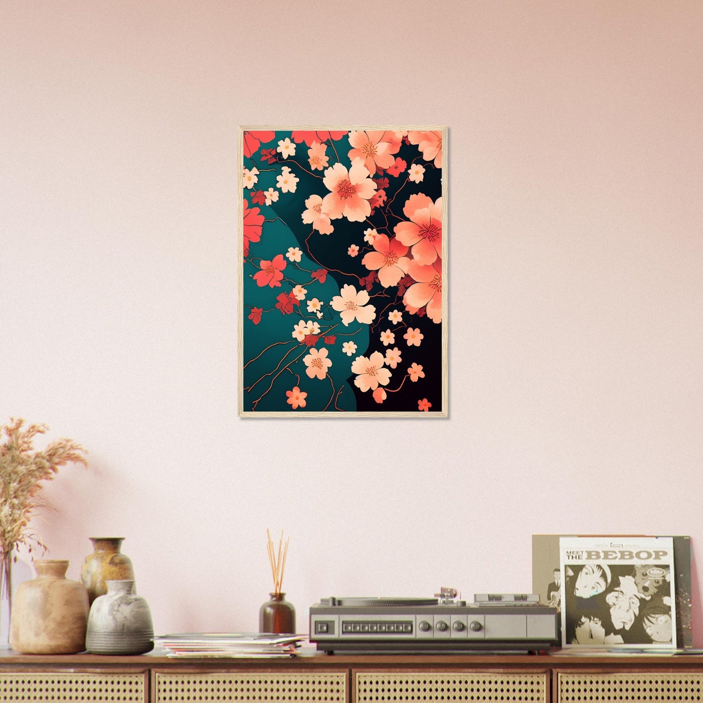 Flowers 'Japanese Garden' - Premium Matte Paper Wooden Framed Poster