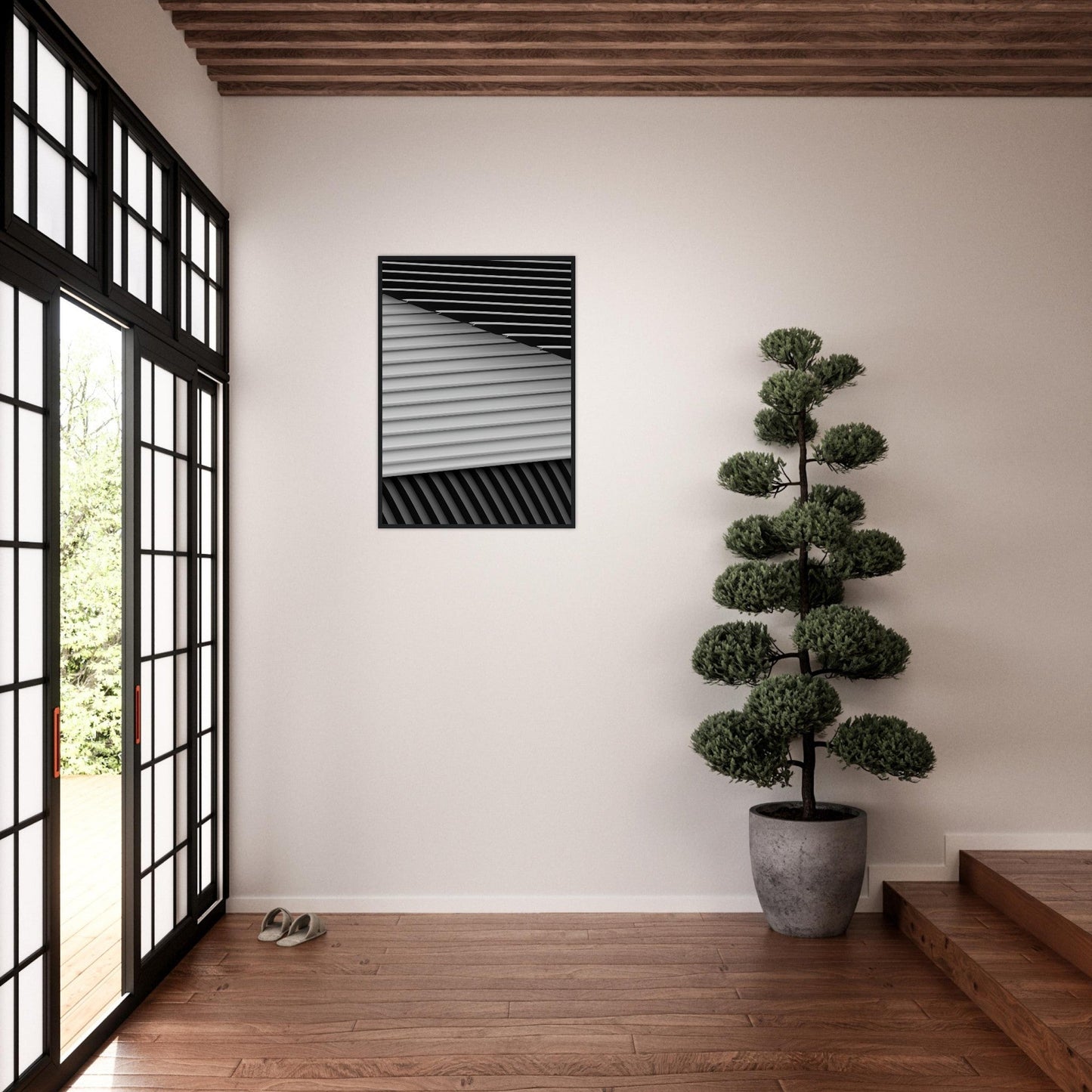 Smart 'Black & White'  - Premium Matte Paper Wooden Framed Poster