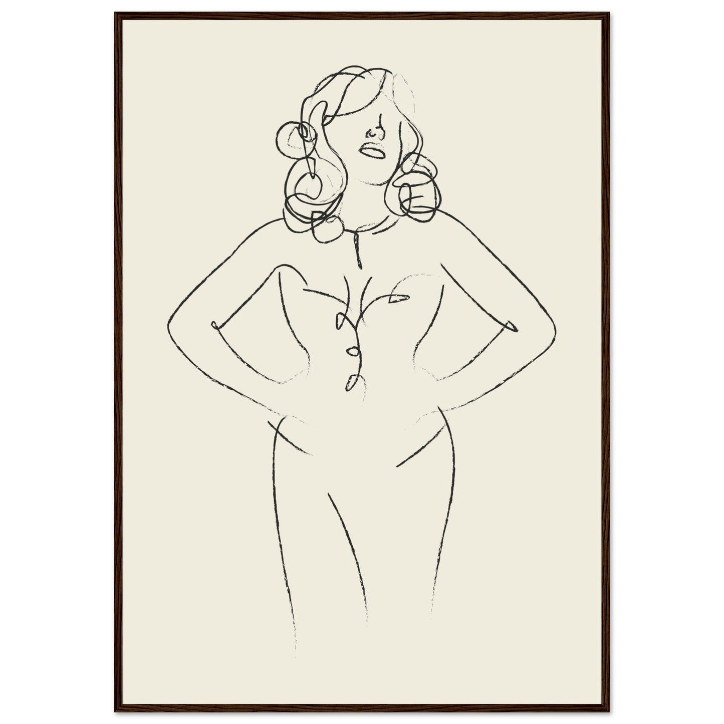 Line Art 'Sabrina' - Premium Matte Paper Wooden Framed Poster