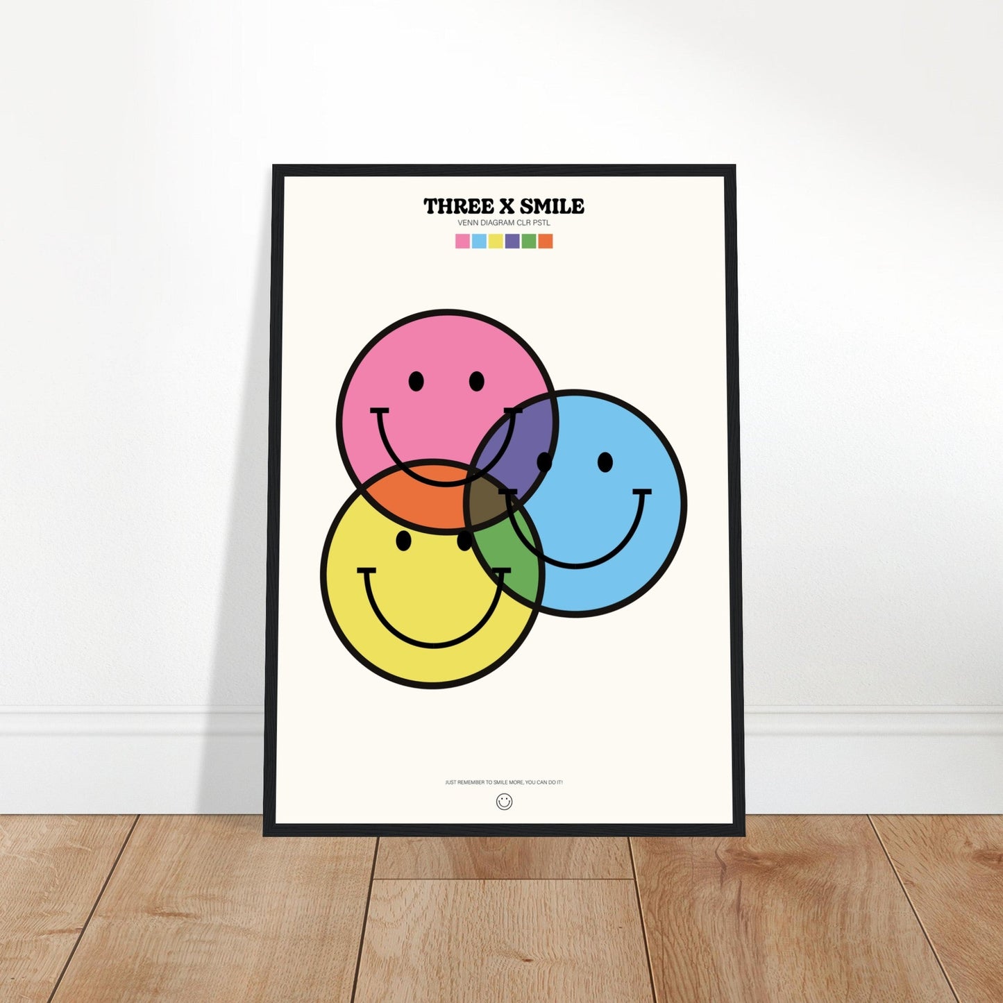 Smile 'Venn Diagram' ThreeX - Premium Matte Paper Wooden Framed Poster