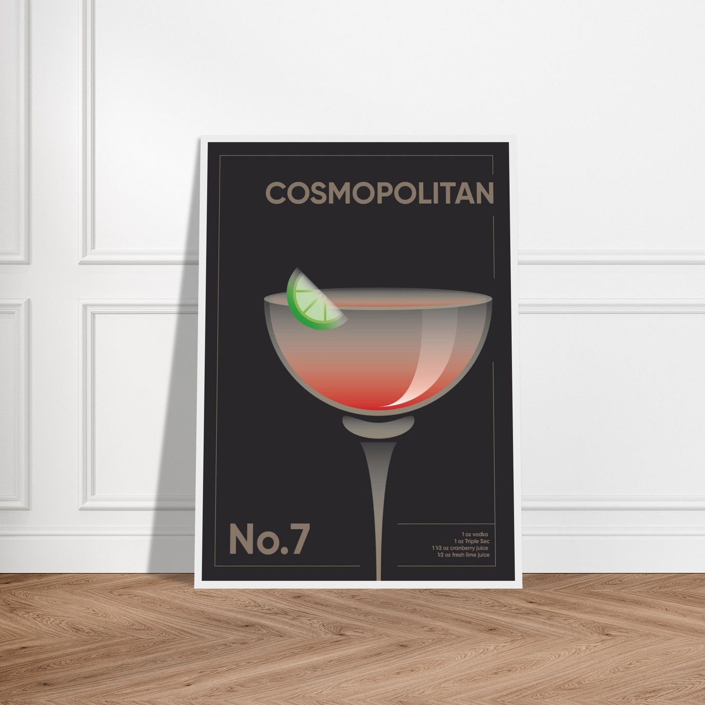 Cocktail 'Cosmopolitan' - Premium Matte Paper Wooden Framed Poster