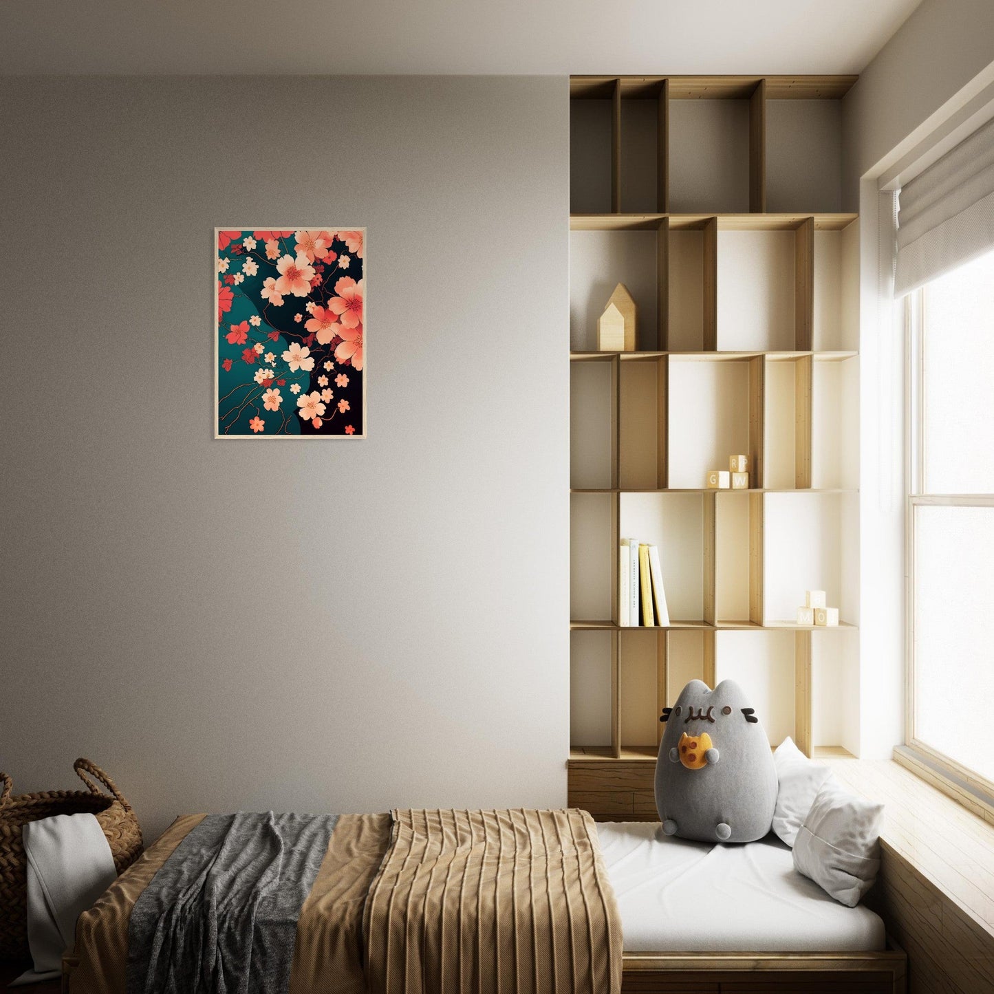 Flowers 'Japanese Garden' - Premium Matte Paper Wooden Framed Poster