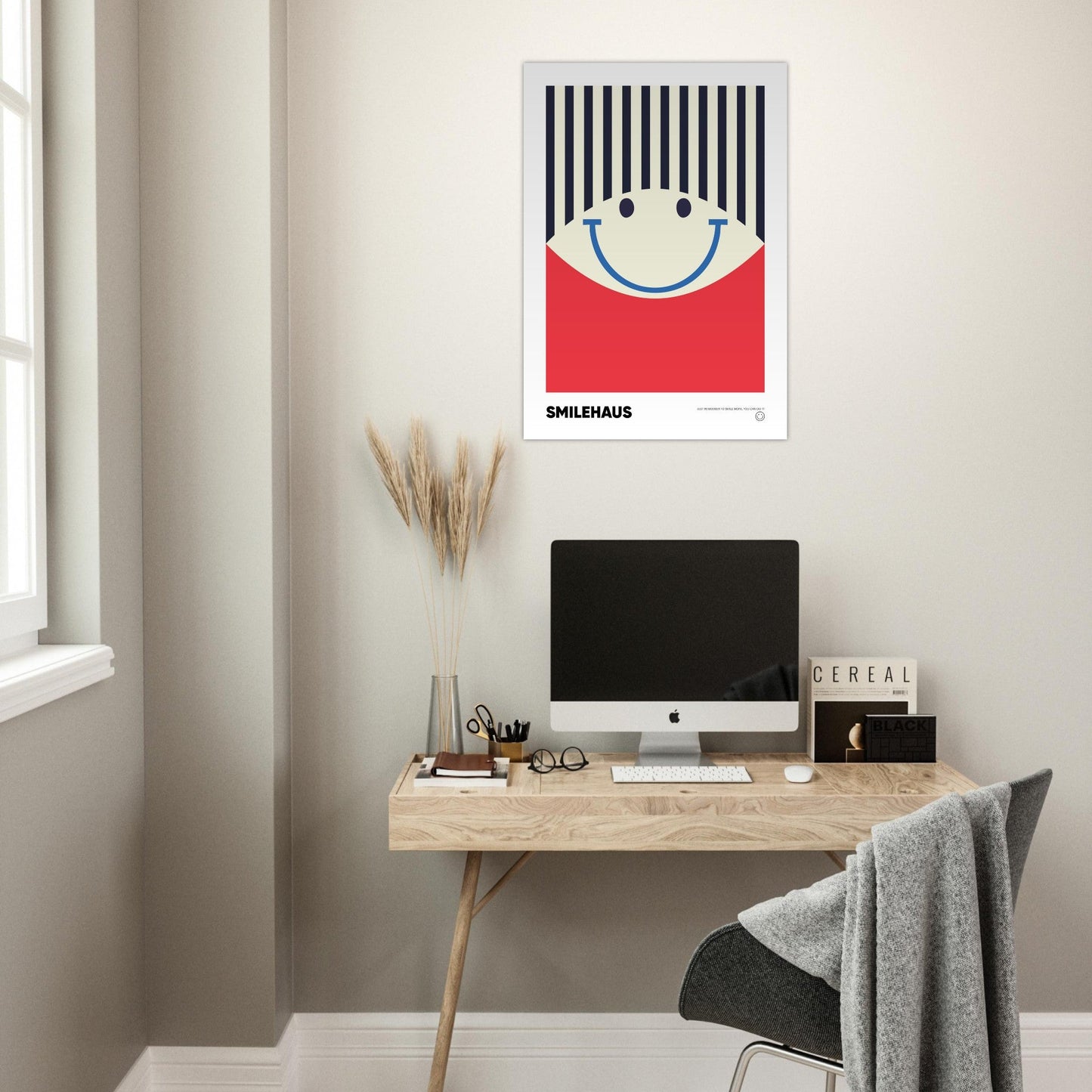 Red & Blue 'Smilehaus' - Premium Matte Paper Poster
