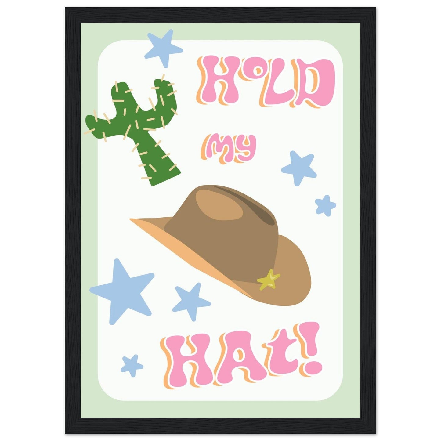 Groovy 'Hold My Hat' - Premium Matte Paper Wooden Framed Poster