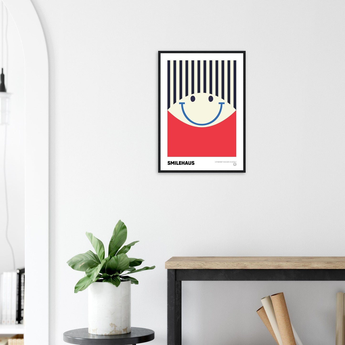 Red & Blue 'Smilehaus' - Premium Matte Paper Wooden Framed Poster