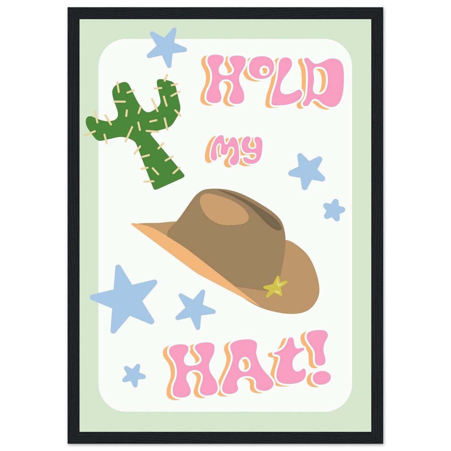 Groovy 'Hold My Hat' - Premium Matte Paper Wooden Framed Poster