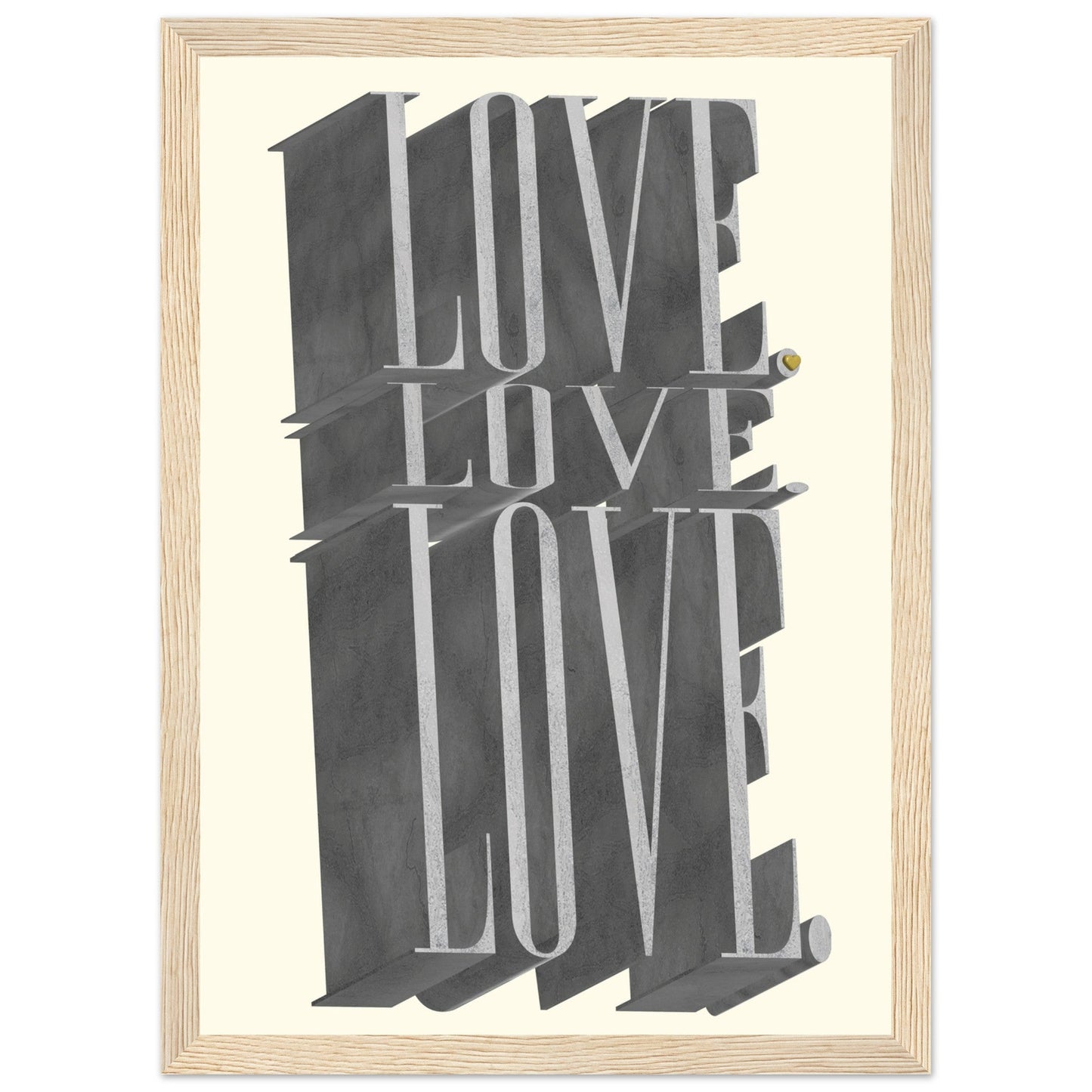 Sign 'Love, Love, Love' - Premium Matte Paper Wooden Framed Poster