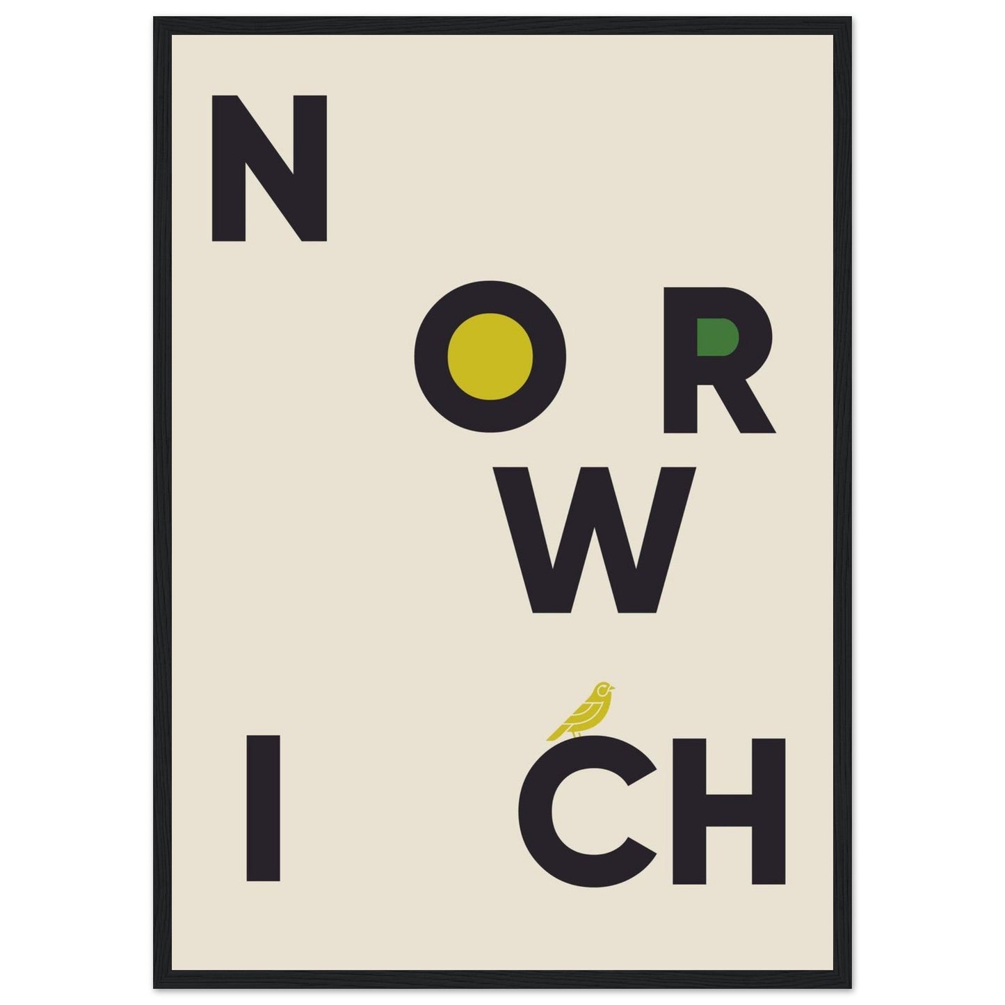 Cities/ Places 'Norwich' - Premium Matte Paper Wooden Framed Poster