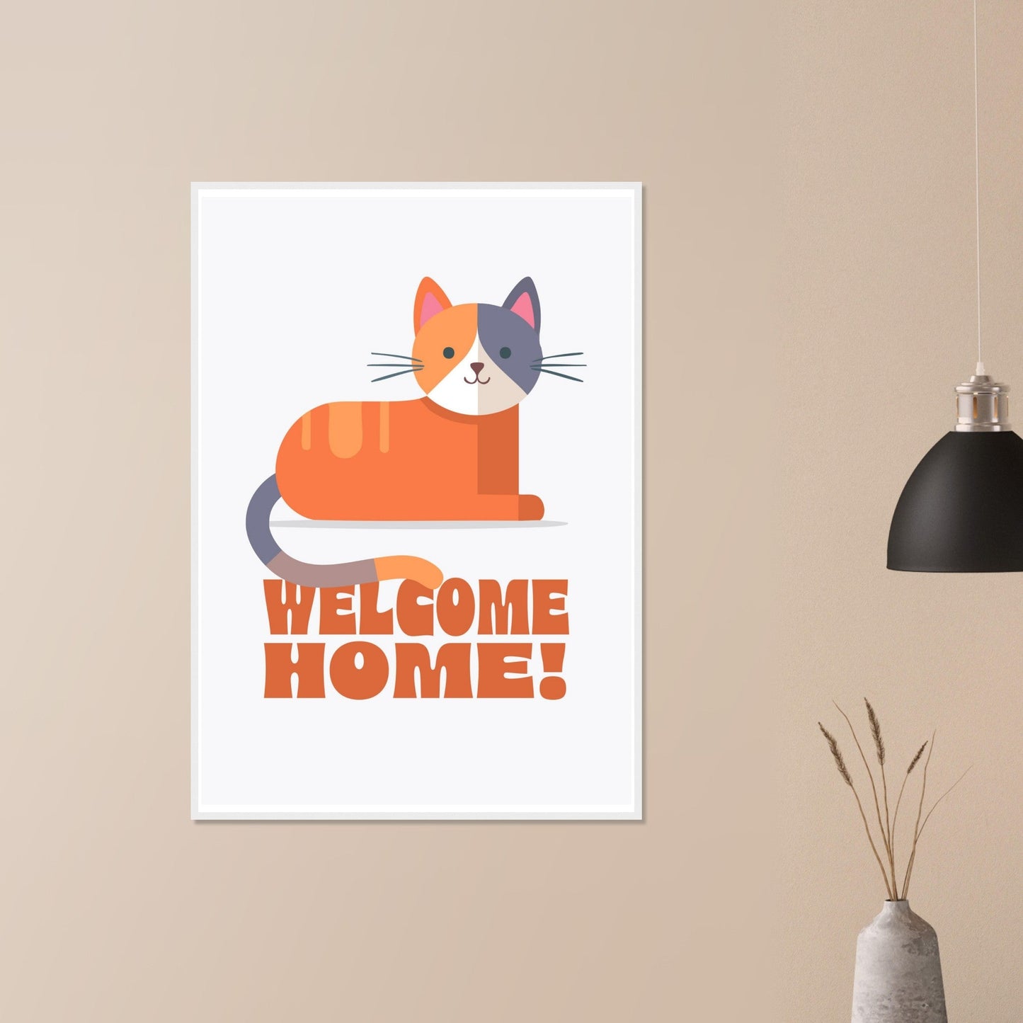 'Welcome Home!' (Cat) - Premium Matte Paper Wooden Framed Poster
