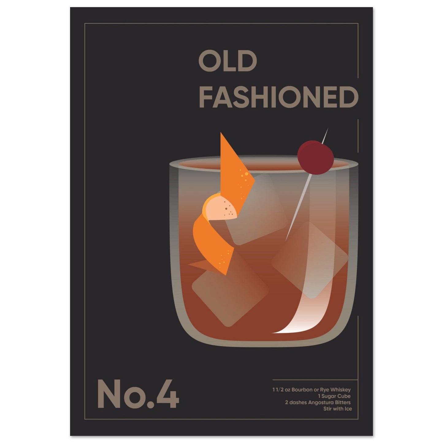 Cocktail 'Old Fashioned' - Premium Matte Paper Poster