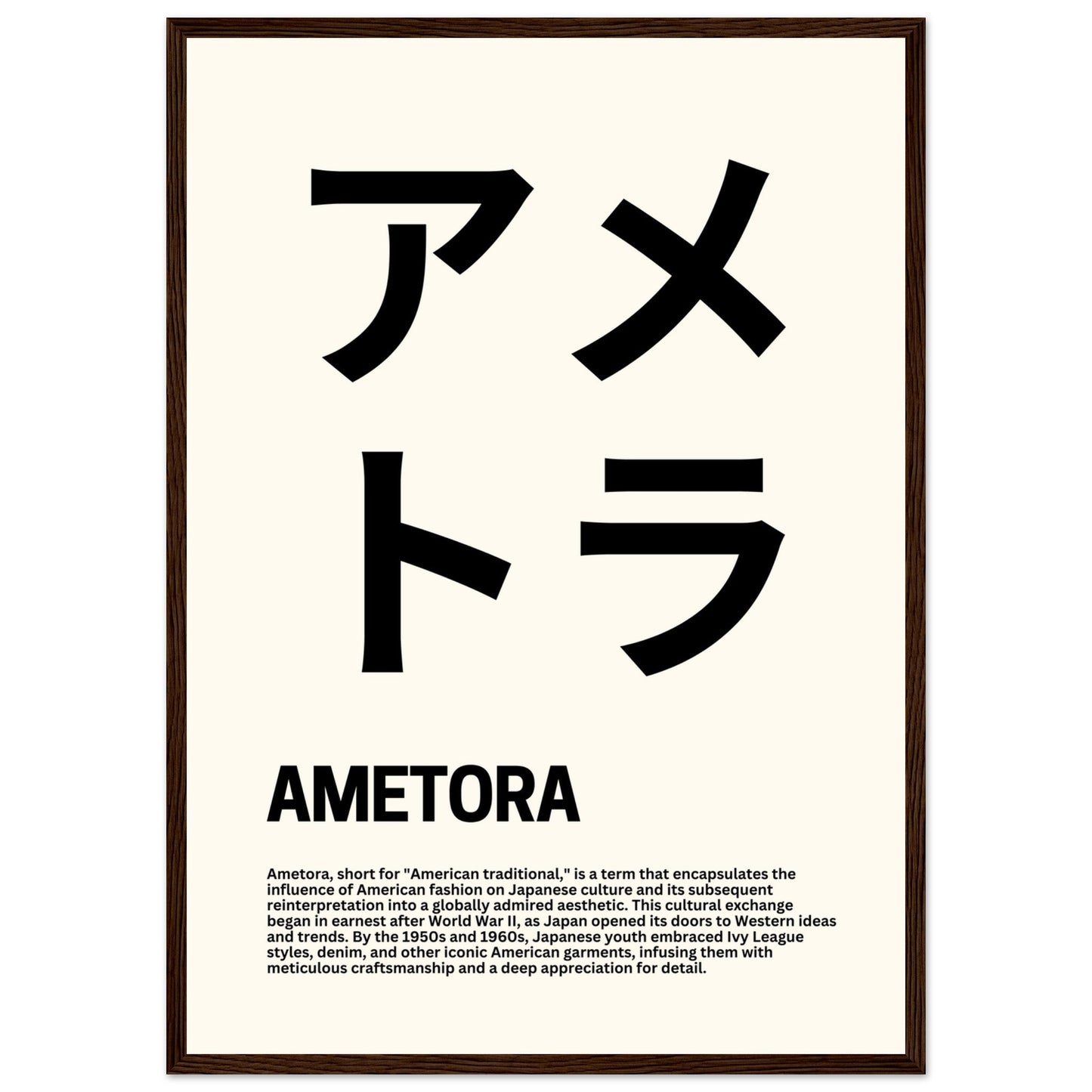 Japanese Fashion 'Ametora' - Premium Matte Paper Wooden Framed Poster