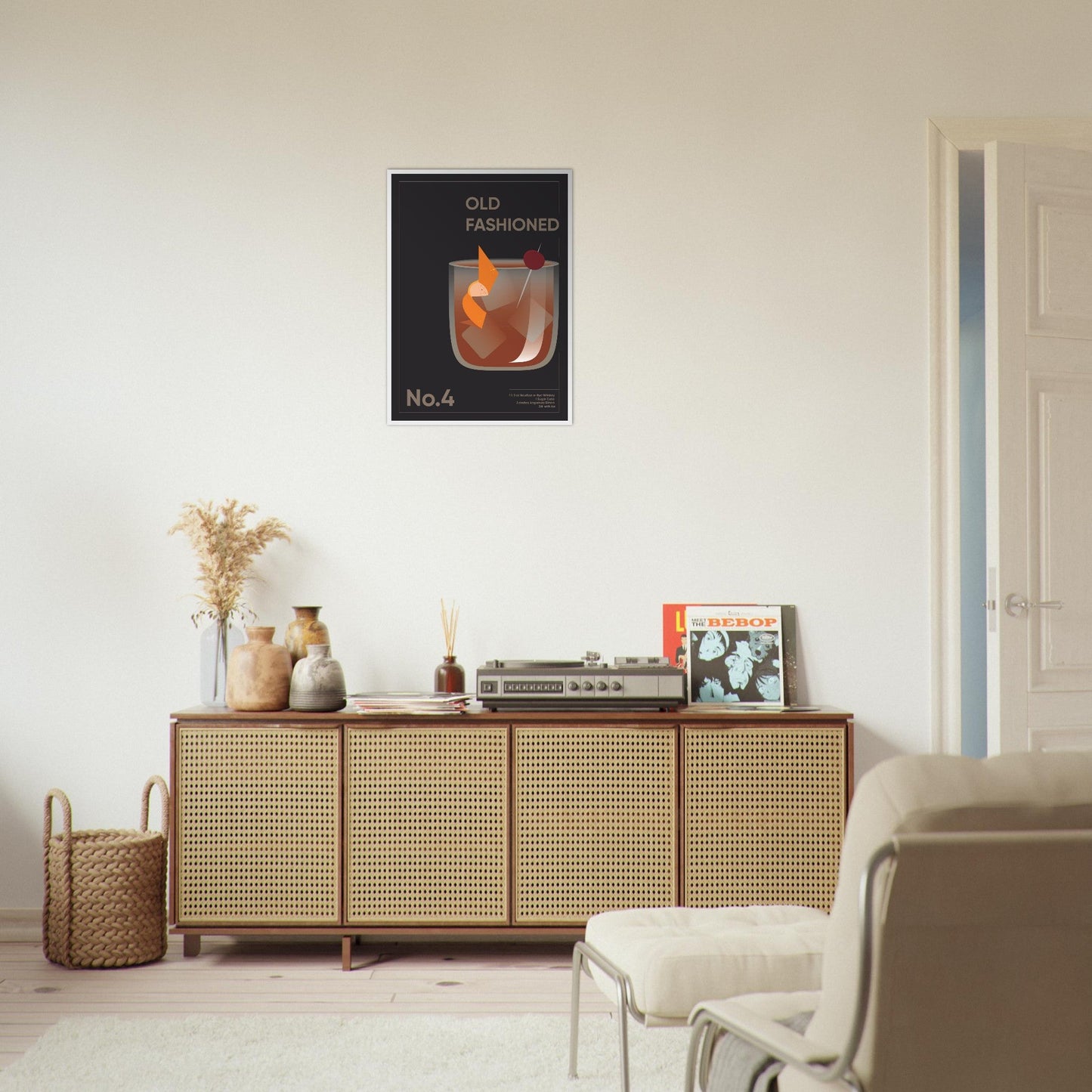 Cocktail 'Old Fashioned' - Premium Matte Paper Wooden Framed Poster
