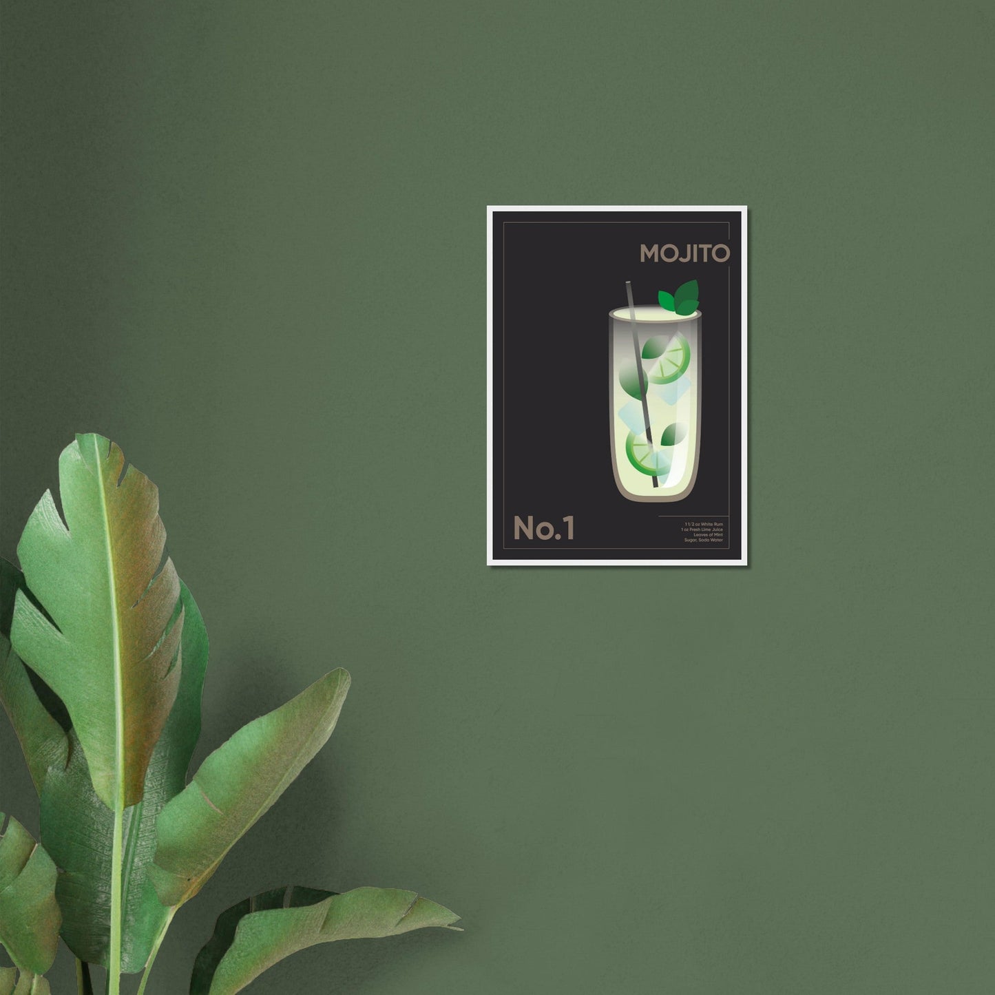 Cocktail 'Mojito' - Premium Matte Paper Wooden Framed Poster