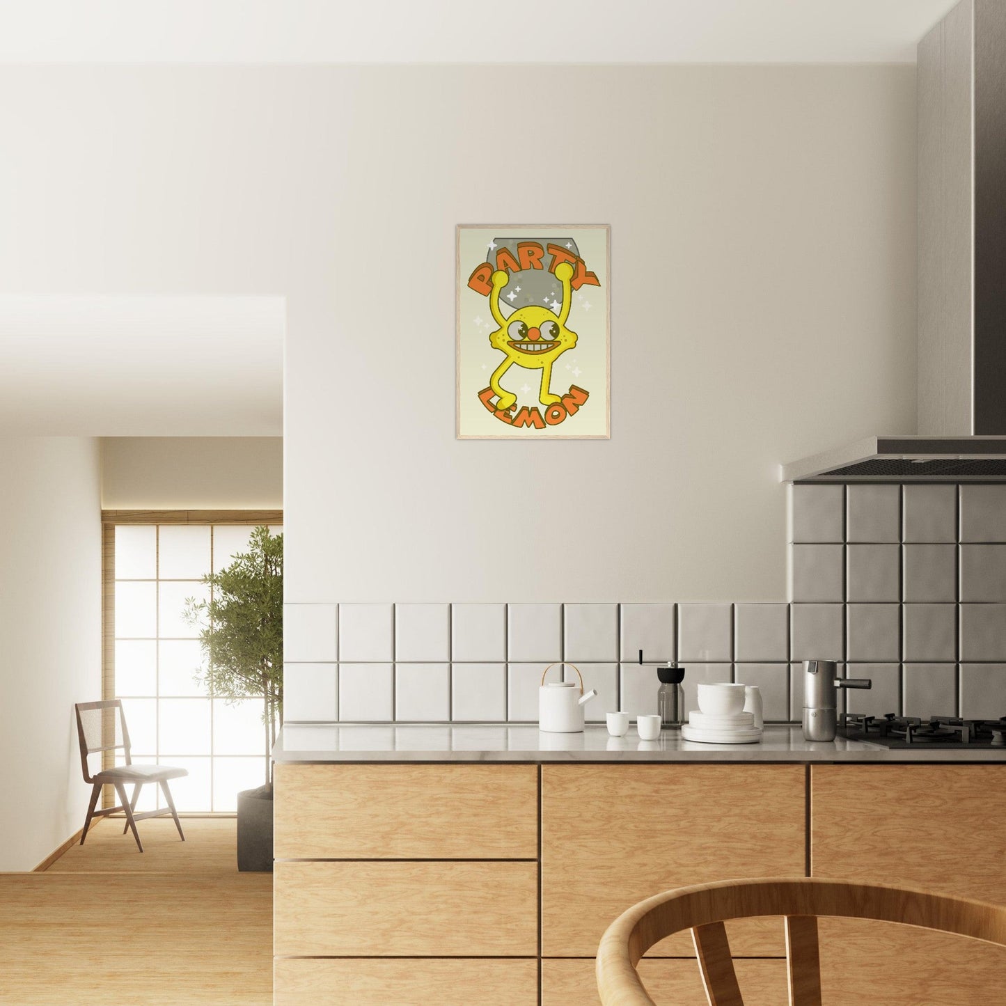 Fruity 'Party Lemon' - Premium Matte Paper Wooden Framed Poster