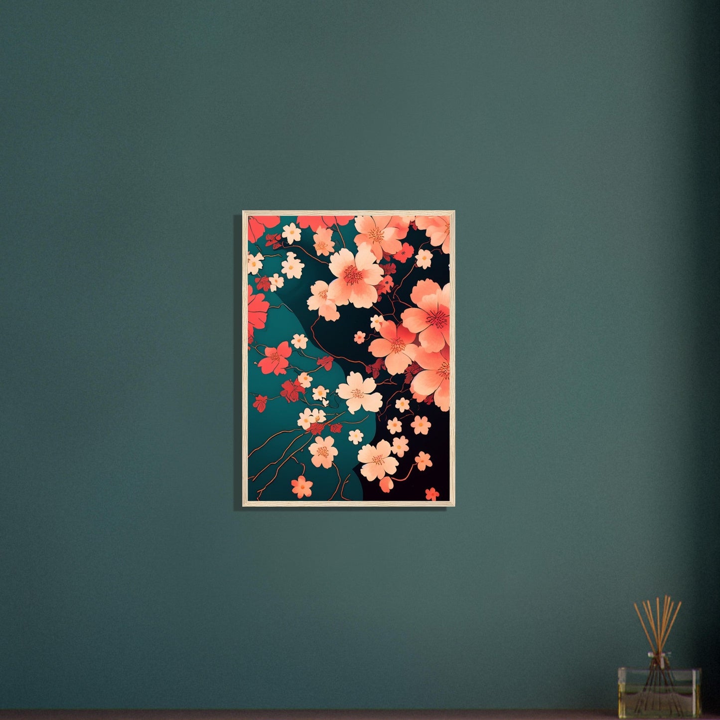 Flowers 'Japanese Garden' - Premium Matte Paper Wooden Framed Poster