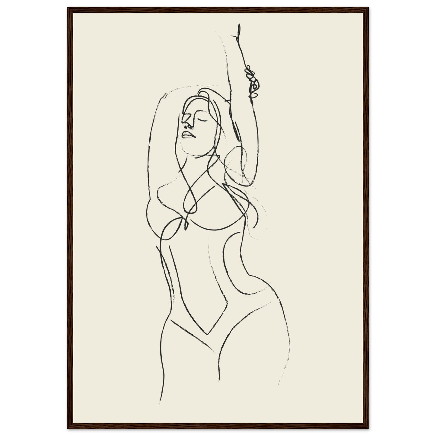 Line Art 'Beach Ready' - Premium Matte Paper Wooden Framed Poster