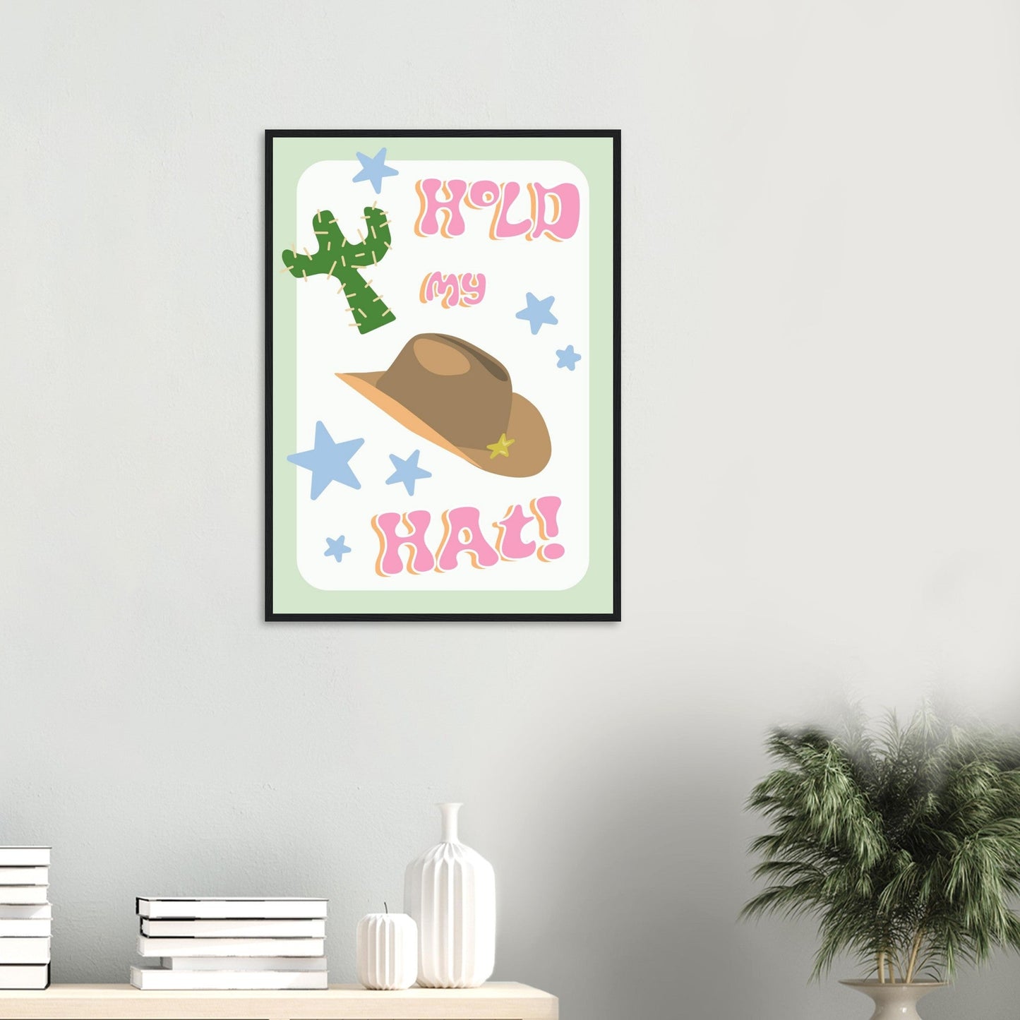 Groovy 'Hold My Hat' - Premium Matte Paper Wooden Framed Poster