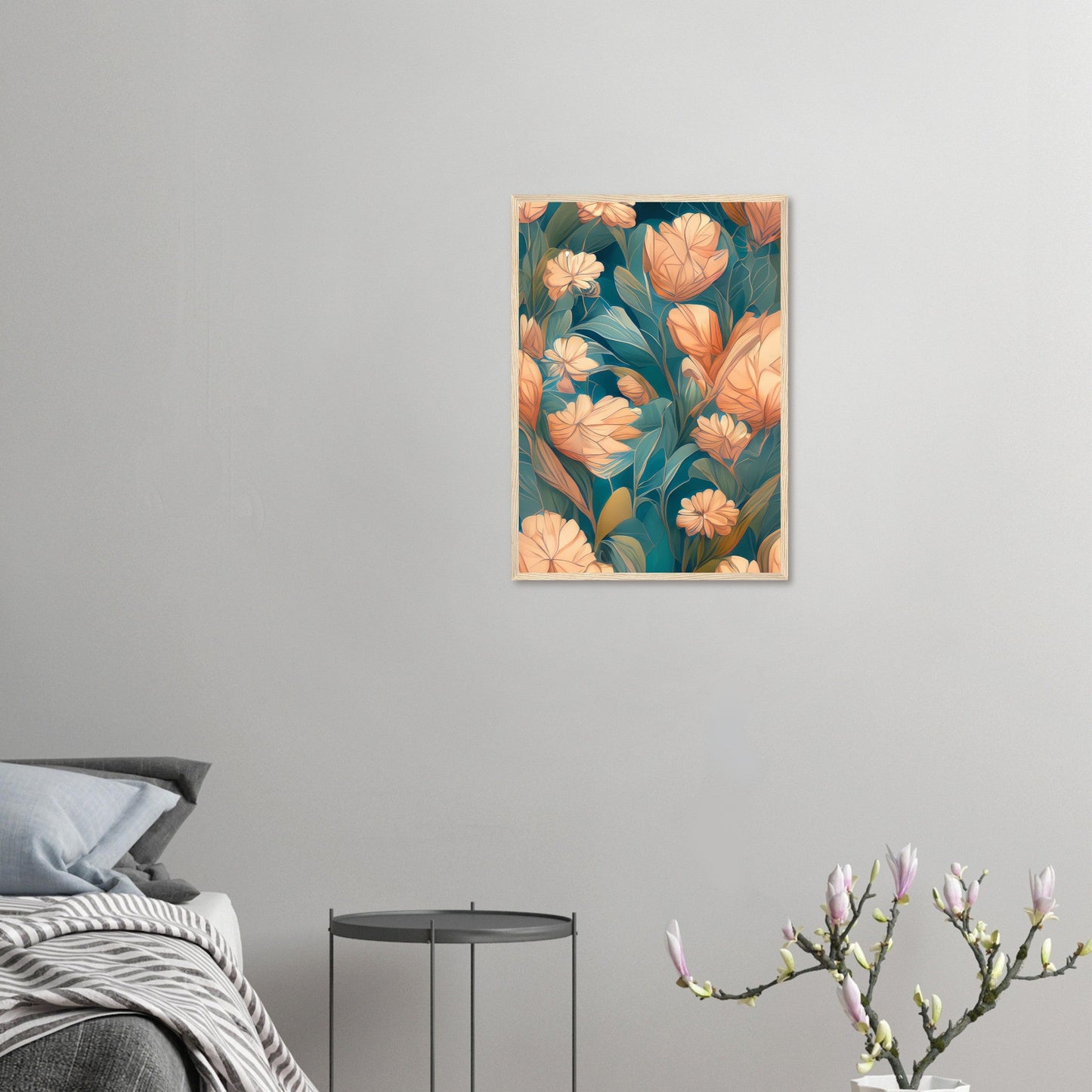 Flowers 'Abstract Garden' - Premium Matte Paper Wooden Framed Poster