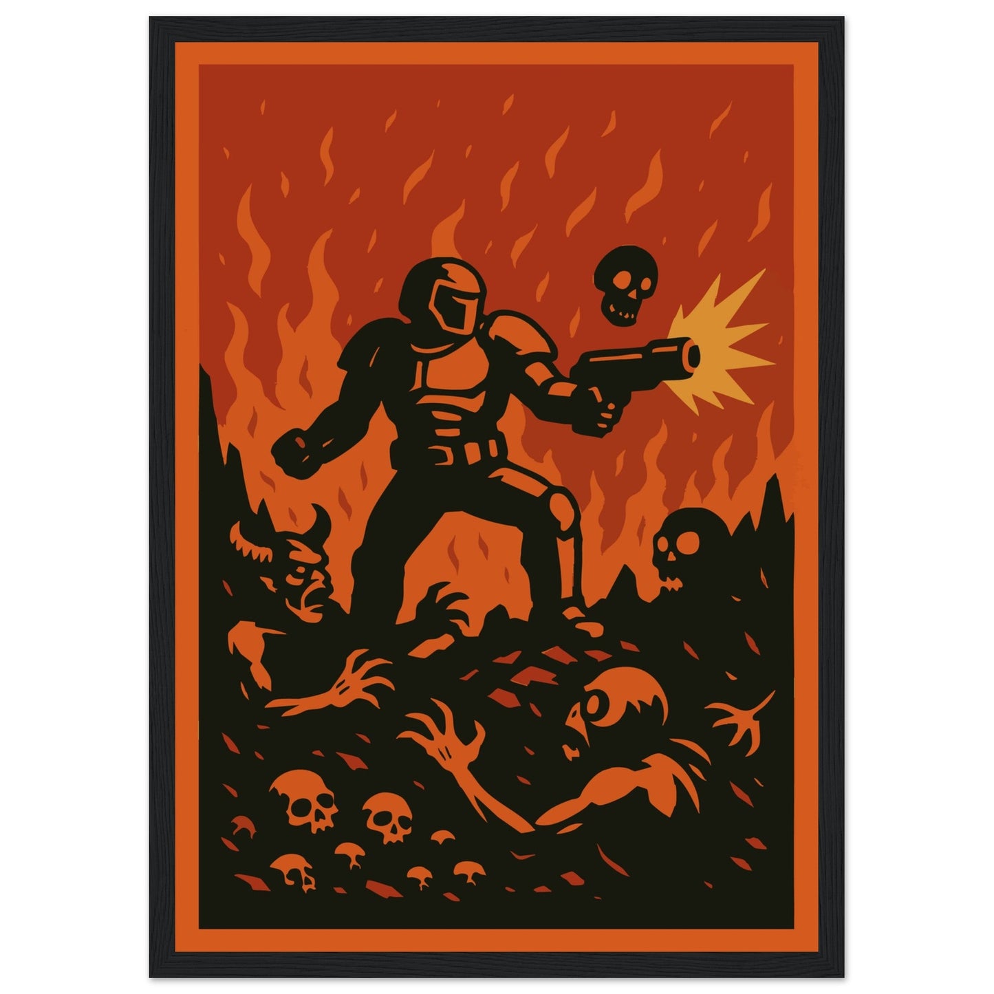 Gaming 'Slayer' - Premium Matte Paper Wooden Framed Poster
