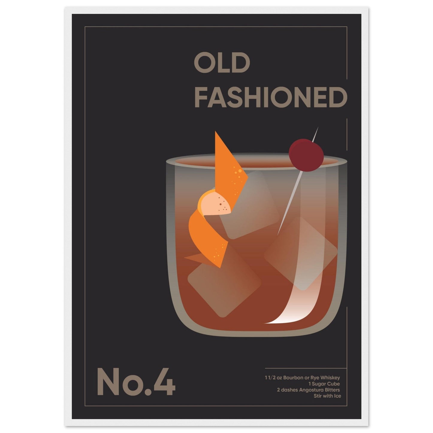 Cocktail 'Old Fashioned' - Premium Matte Paper Wooden Framed Poster