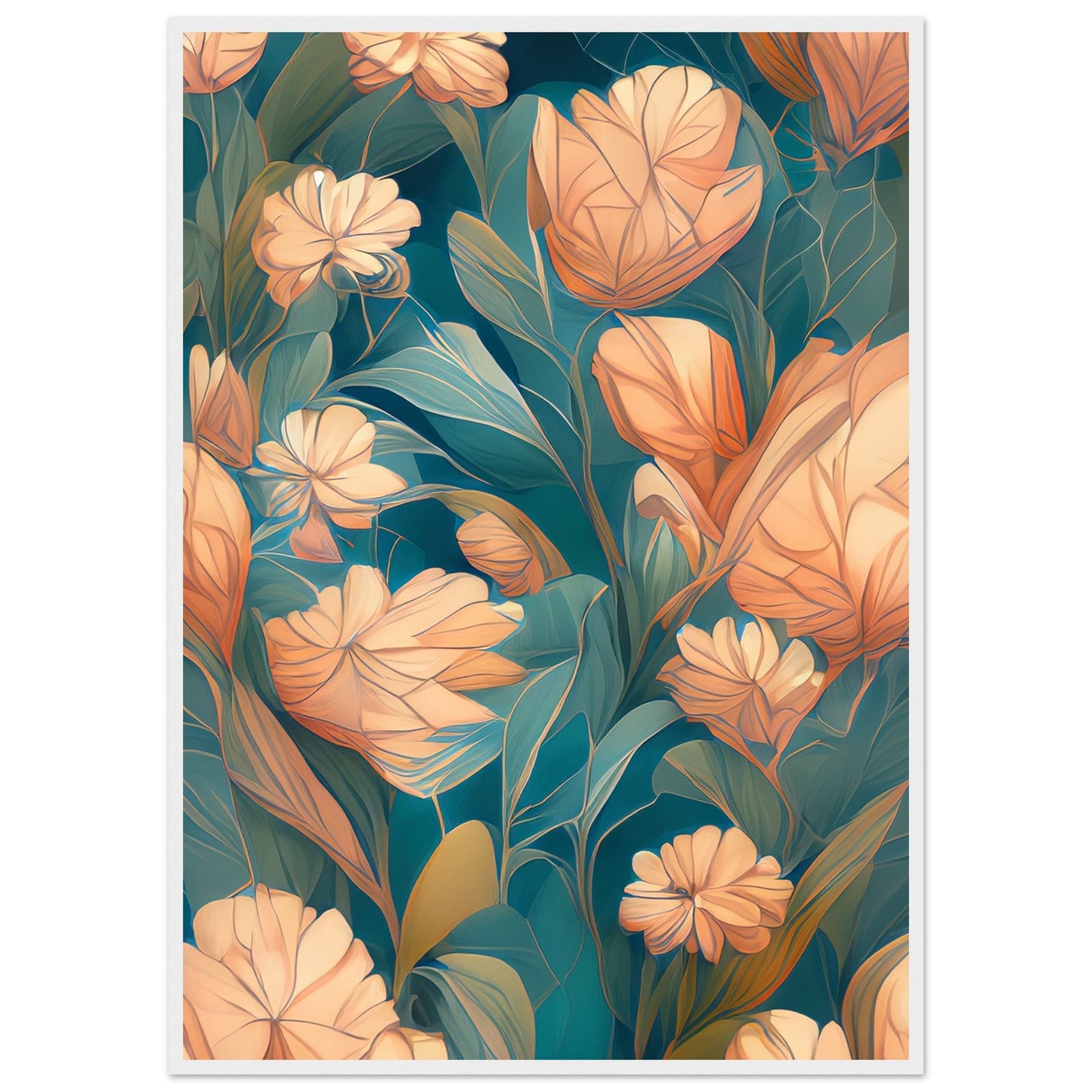 Flowers 'Abstract Garden' - Premium Matte Paper Wooden Framed Poster